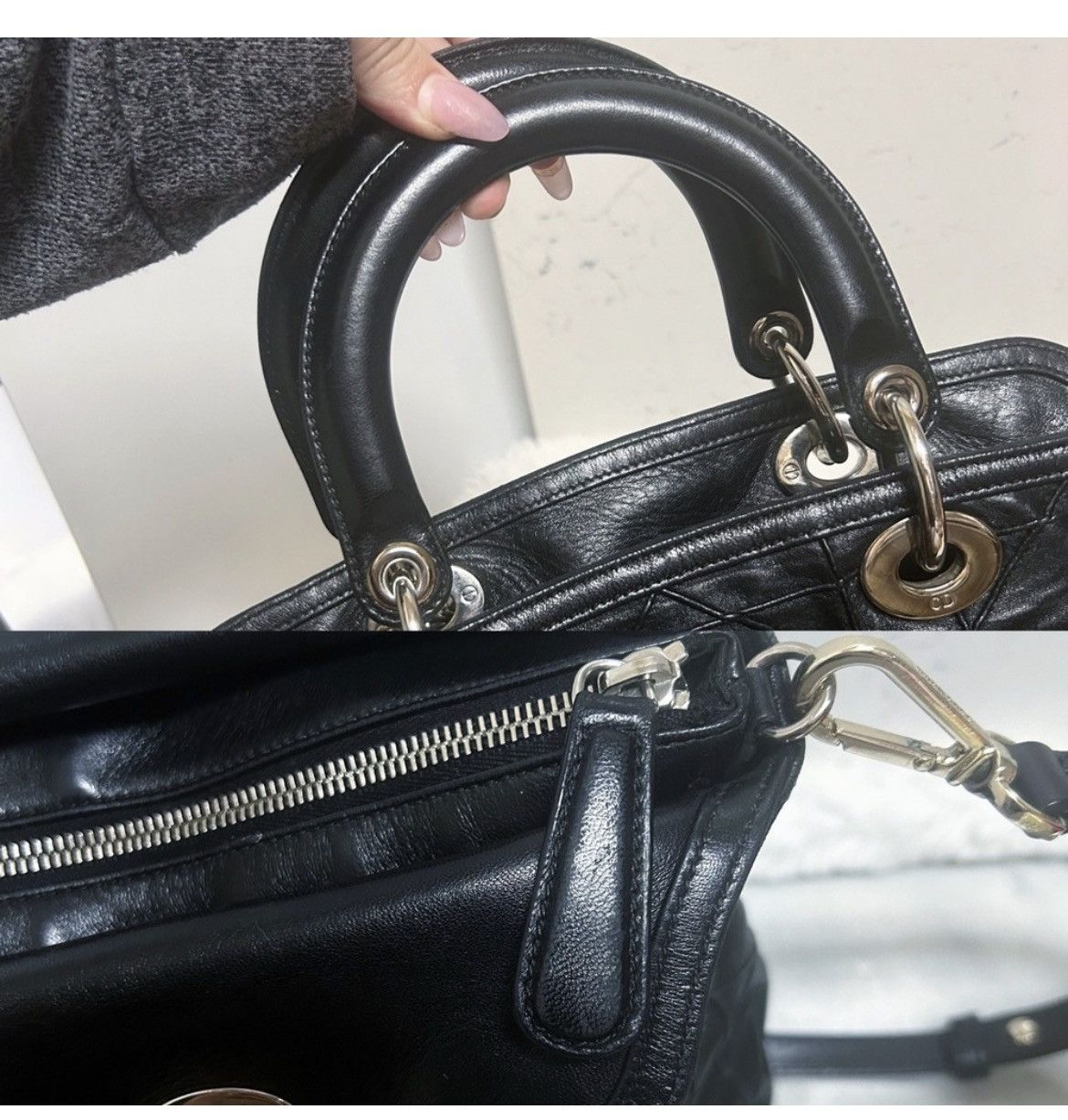 Dior Authentic Dior Gorgeous Black Medium Cannage Granville Bag Size ONE SIZE - 6 Thumbnail