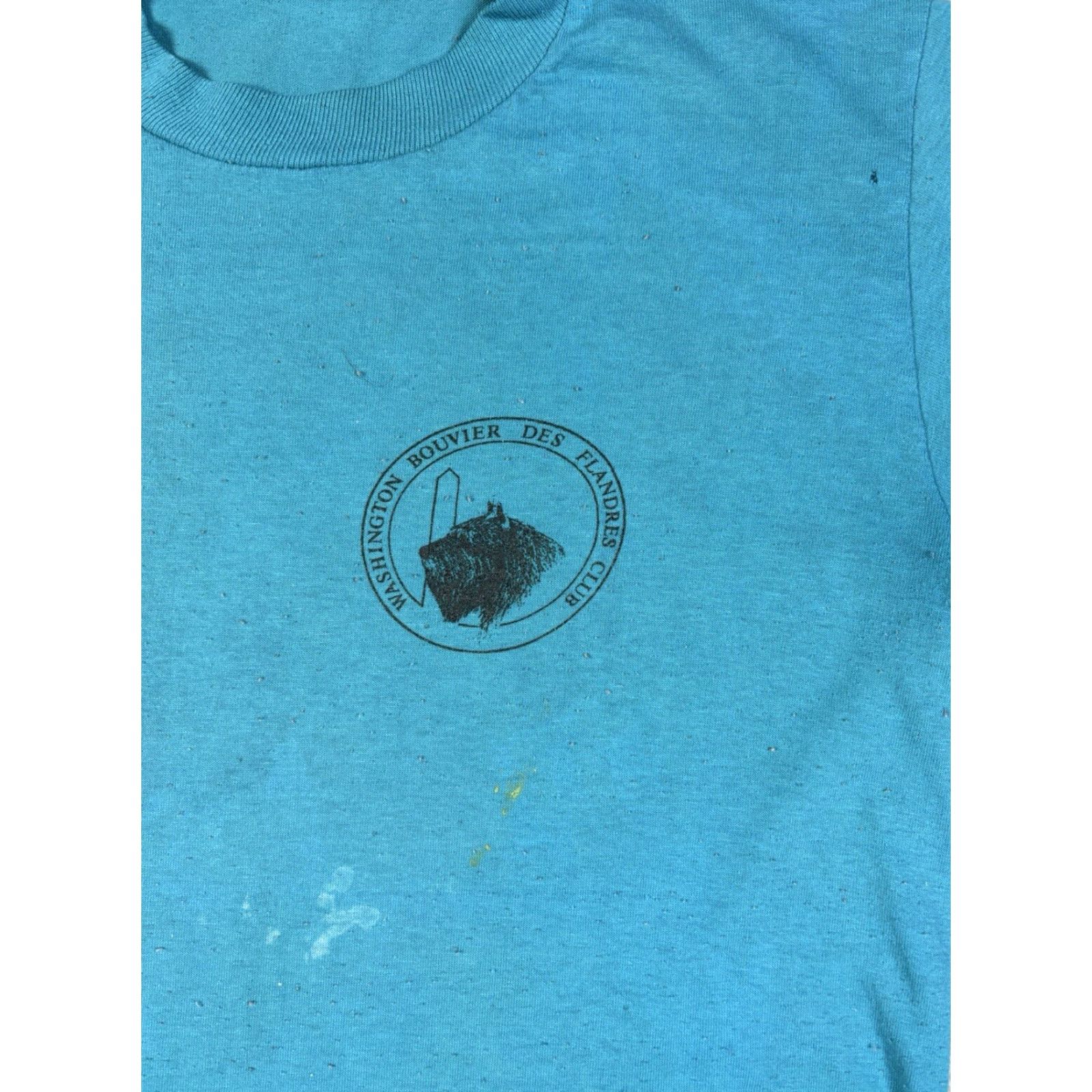 Jerzees VINTAGE Jerzees Dog Graphic T-Shirt M Blue Crew Neck Short Sleeve Men 80s Retro Peanuts Rainbow Cars - 80s, Dog, Retro Size US M / EU 48-50 / 2 - 6 Thumbnail