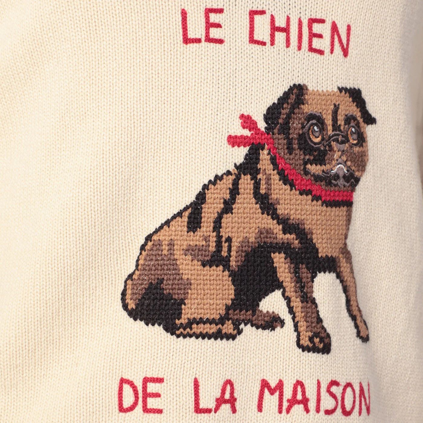 Valentino o1d2blof0326 Le Chien De La Maison Embroidery Sweater Beige Size US M / EU 48-50 / 2 - 4 Thumbnail