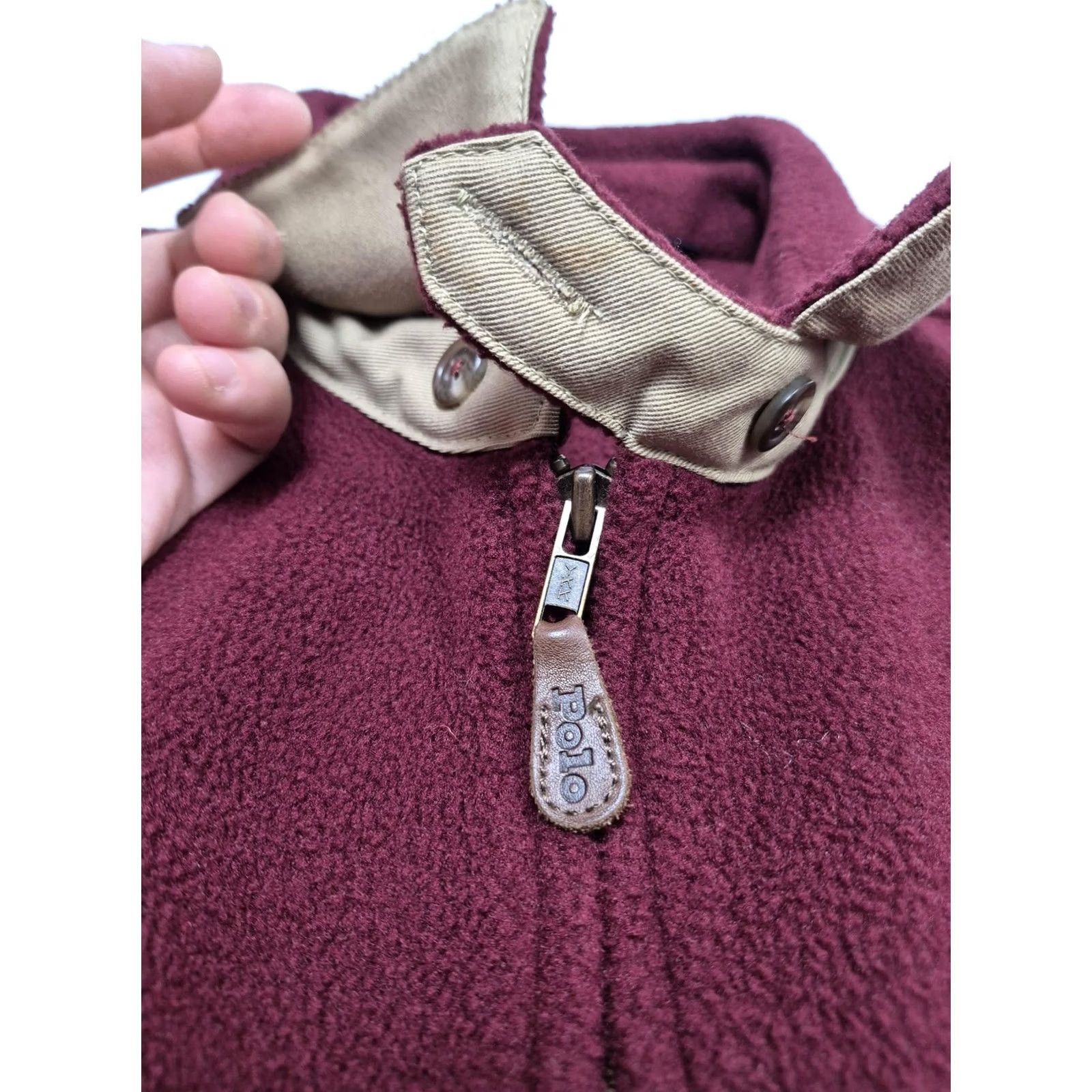 Polo Ralph Lauren Jacket Mens XL Red Fleece Full Zip Pockets Made In USA Outdoor Jacket