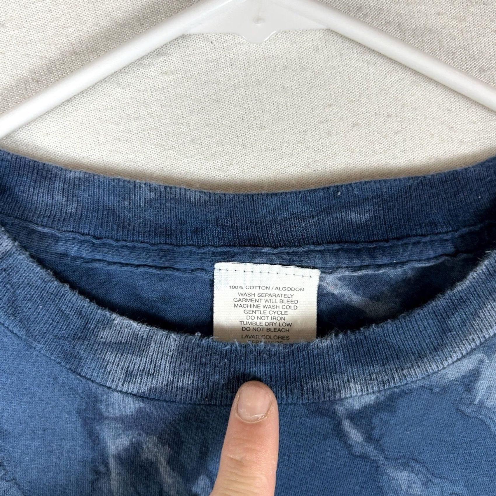 Vintage VINTAGE Blue Tie Dye T-Shirt Mens Large Bald Eagle Graphic Print America Short Sleeve Crew Neck 90s Wool? (Removed) Size US L / EU 52-54 / 3 - 4 Thumbnail