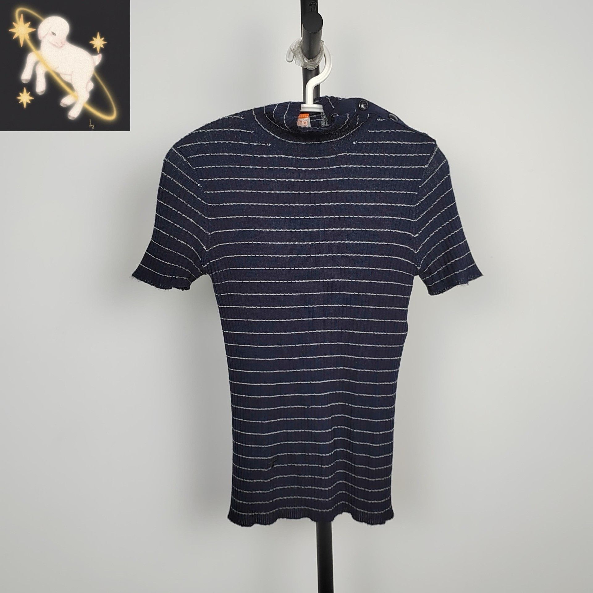 Dior Dior Bee Logo Dark Blue Striped Knit Top Size S / US 4 / IT 40 - 1 Thumbnail