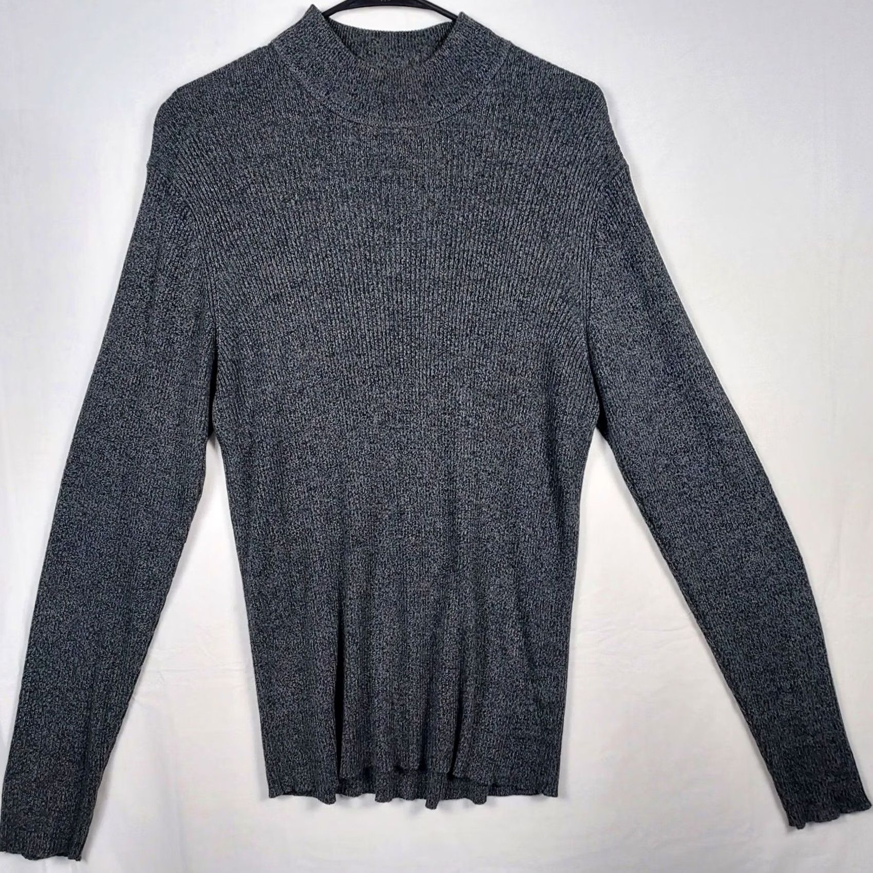 Perry Ellis Perry Ellis Womens Gray Ribbed Mock Neck Sweater Knit Lightweight Pullover Medium M Size M / US 6-8 / IT 42-44 - 2 Thumbnail
