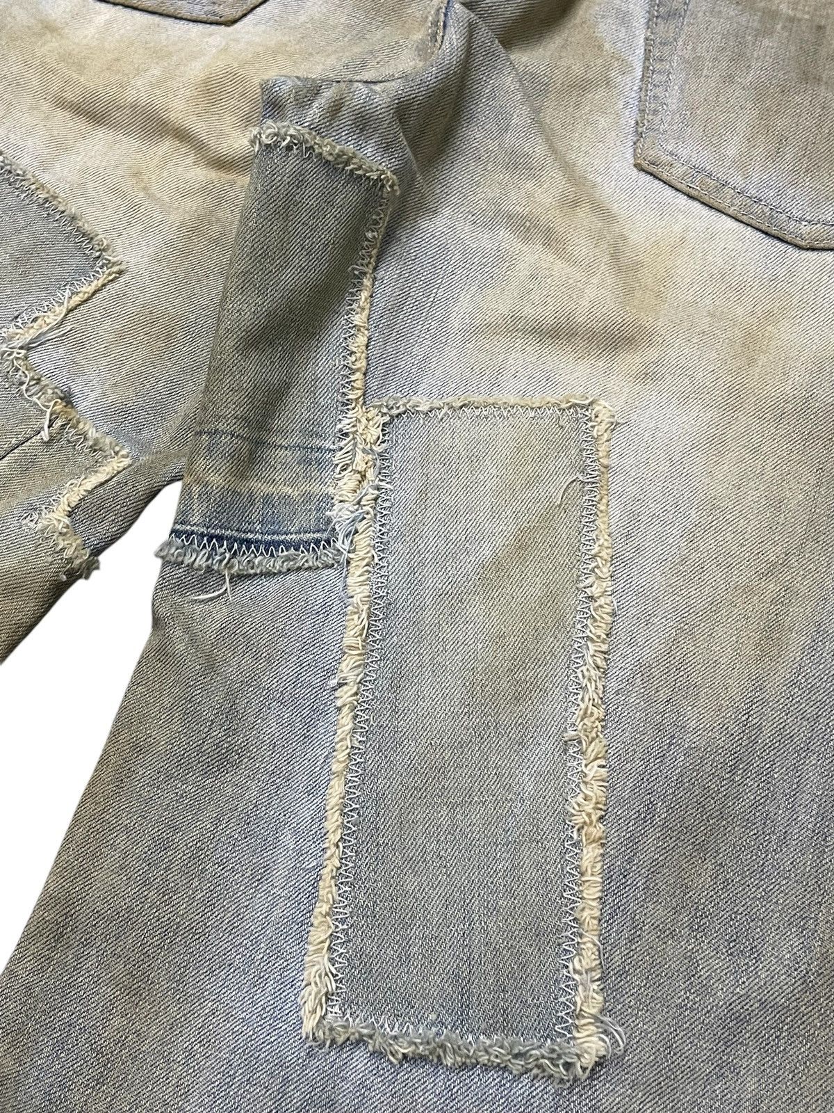 GOSTAR DE FUGA × Hysteric Glamour × Junya Watanabe 6RageBlue Japan Patchwork Distressed Muddy Wash Jeans Size US 34 / EU 50 - 15 Thumbnail