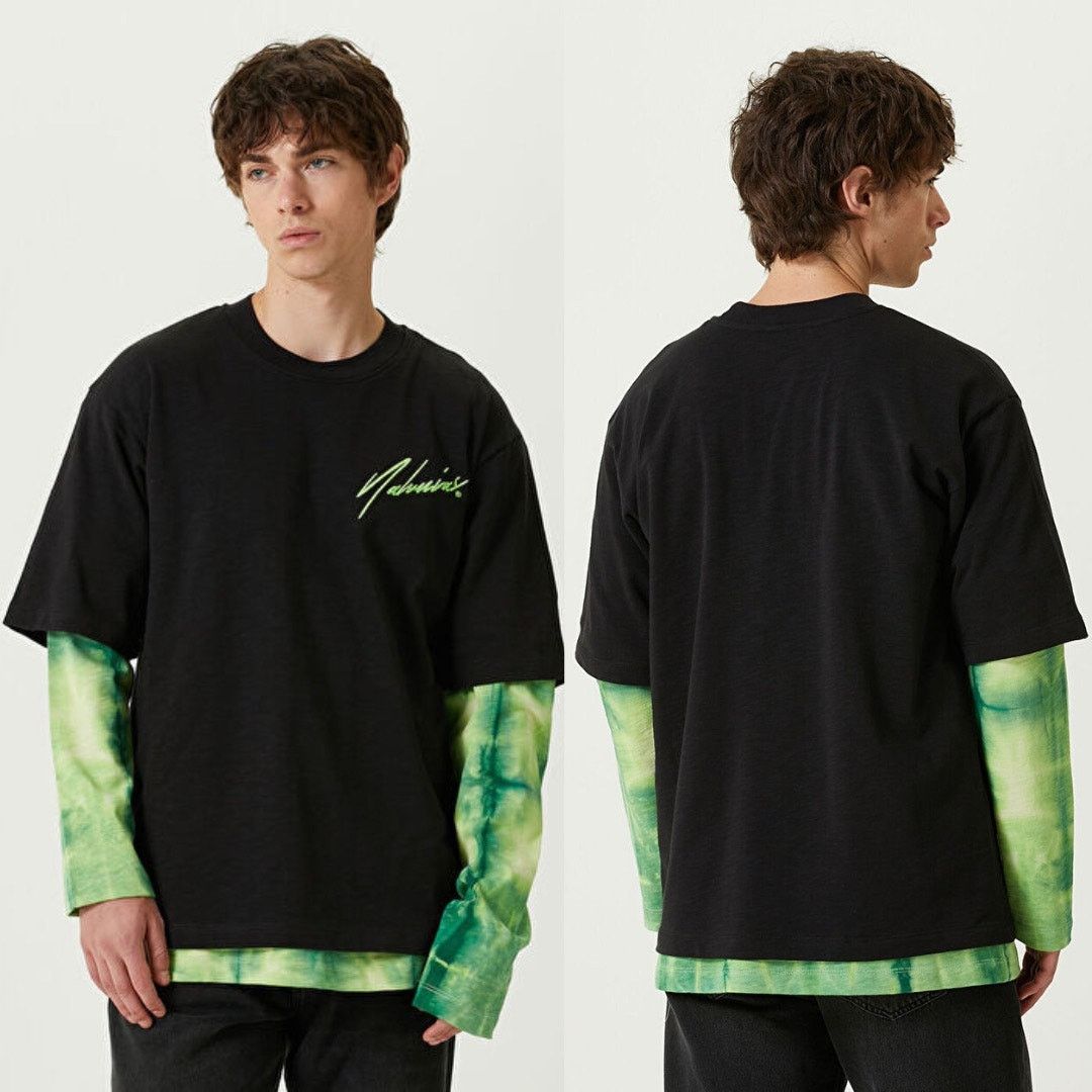 Nahmias Nahmias | Black Green Tie Dye Double Layered T-Shirt S Size US S / EU 44-46 / 1 - 2 Thumbnail