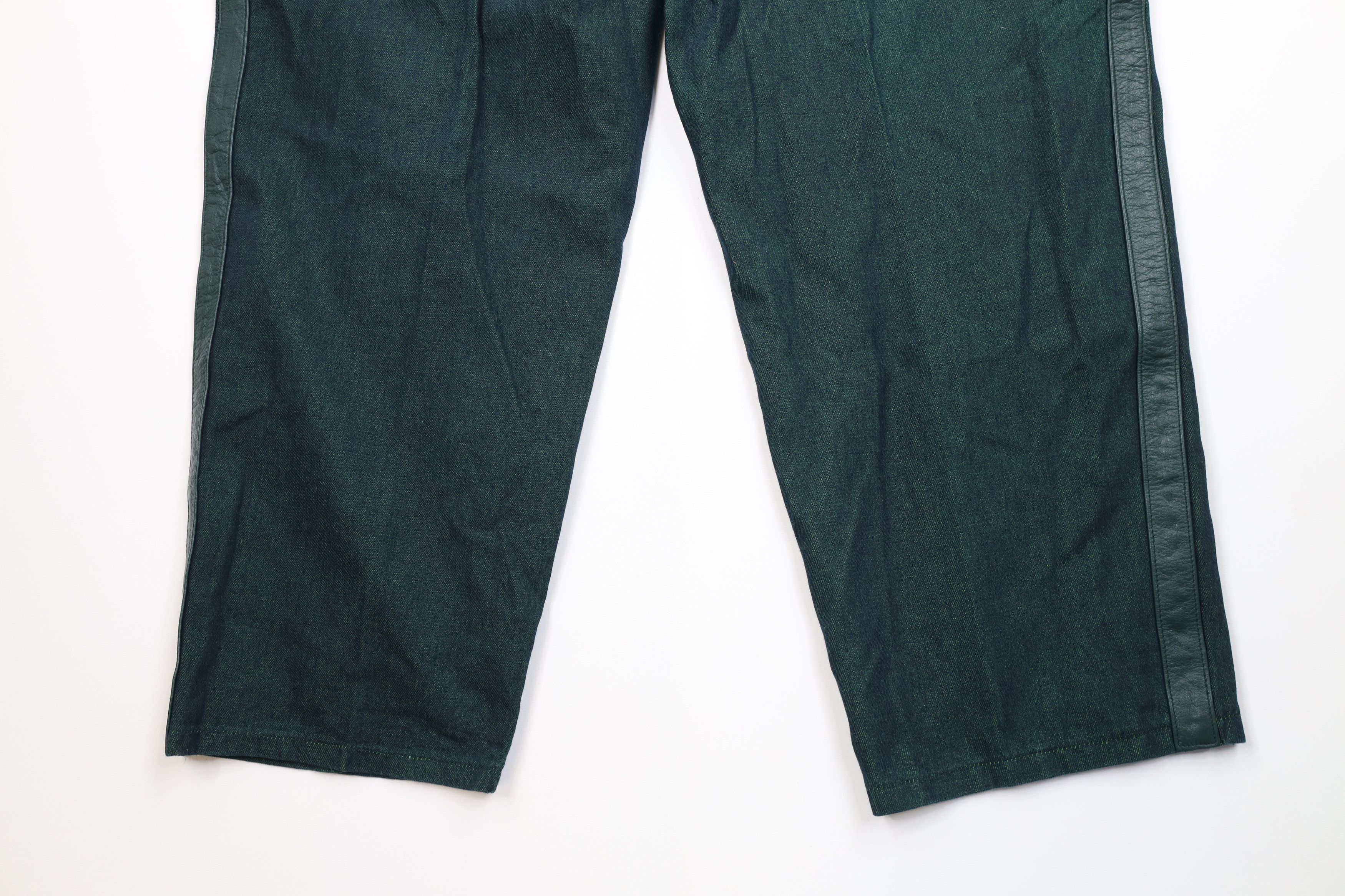 Vintage Vintage 90s Streetwear Trim Baggy Wide Leg Denim Jeans Green Size US 38 / EU 54 - 10 Thumbnail
