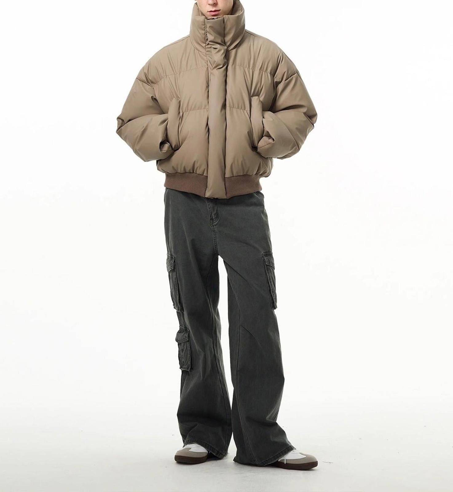 Vintage Beige Puffer Jacket, Men's Winter Outerwear Size US M / EU 48-50 / 2 - 3 Thumbnail