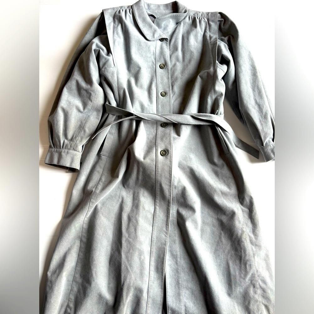 Designer Vintage Authentic Ultra Suede Gray Trench Coat Size XXL / US 16-18 / IT 52-54 - 1 Thumbnail