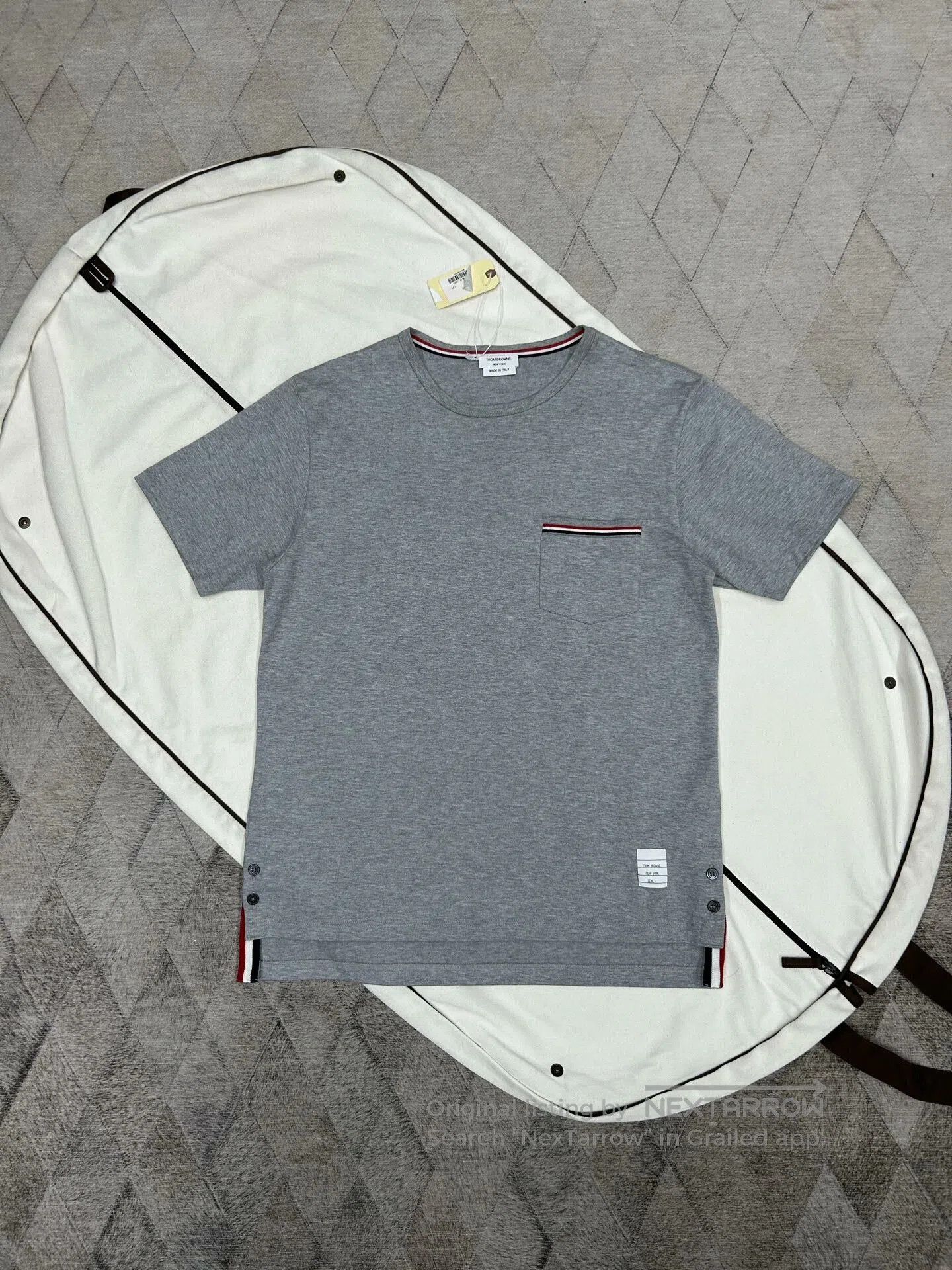 Thom Browne Classic Stripe Grey T-Shirt.