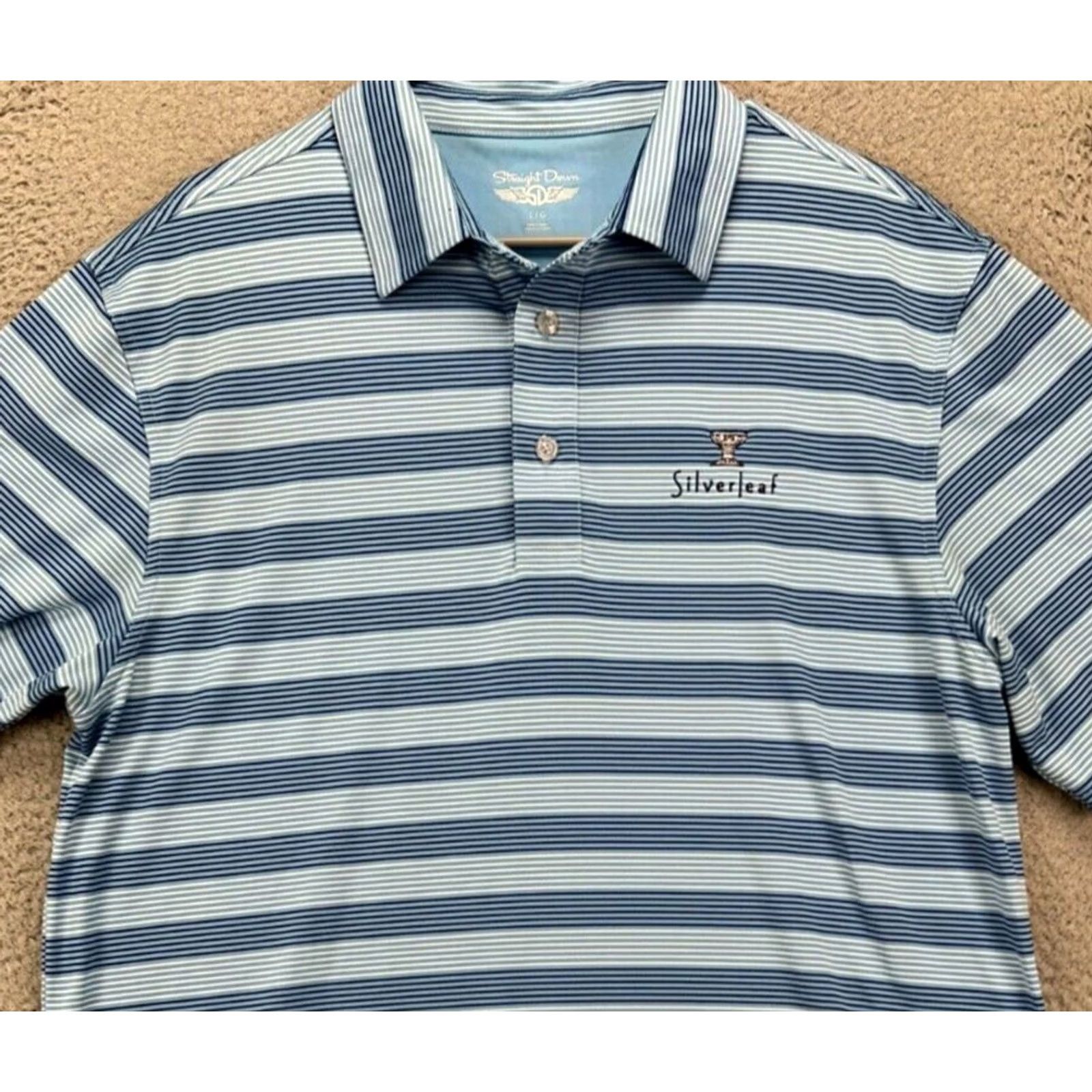 Vintage Straight Down Golf Polo Shirt Adult Large Blue Balance Stripe Short Sleeve Mens Regular Fit Size US L / EU 52-54 / 3 - 2 Thumbnail