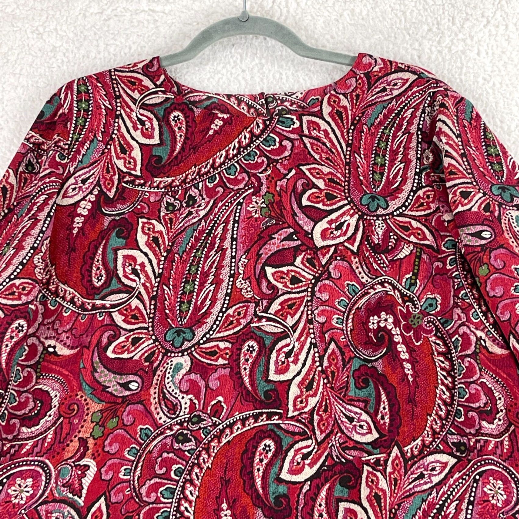 J. Jill J. Jill Shirt Women Large Red Paisley Print Tiered Long Sleeve Round Neck Casual Size L / US 10 / IT 46 - 3 Thumbnail