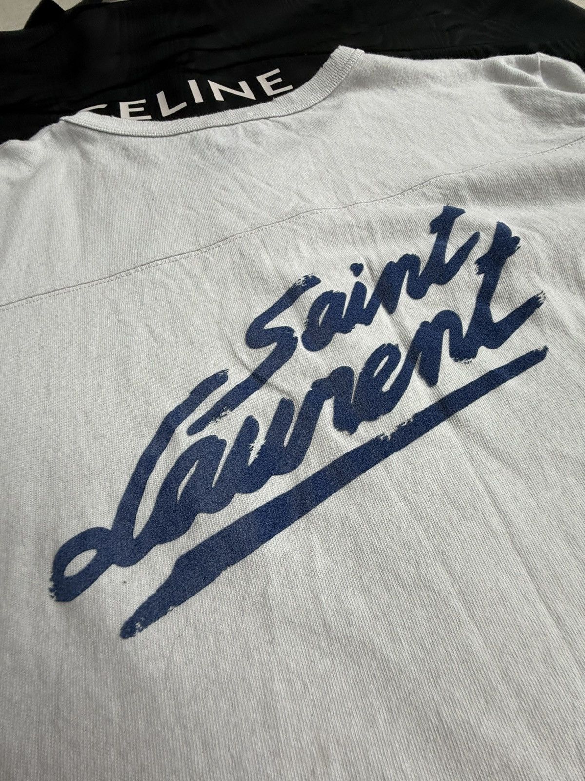Saint Laurent Paris Saint Laurent 50’s signature logo t shirt M blue white Size US M / EU 48-50 / 2 - 19 Thumbnail