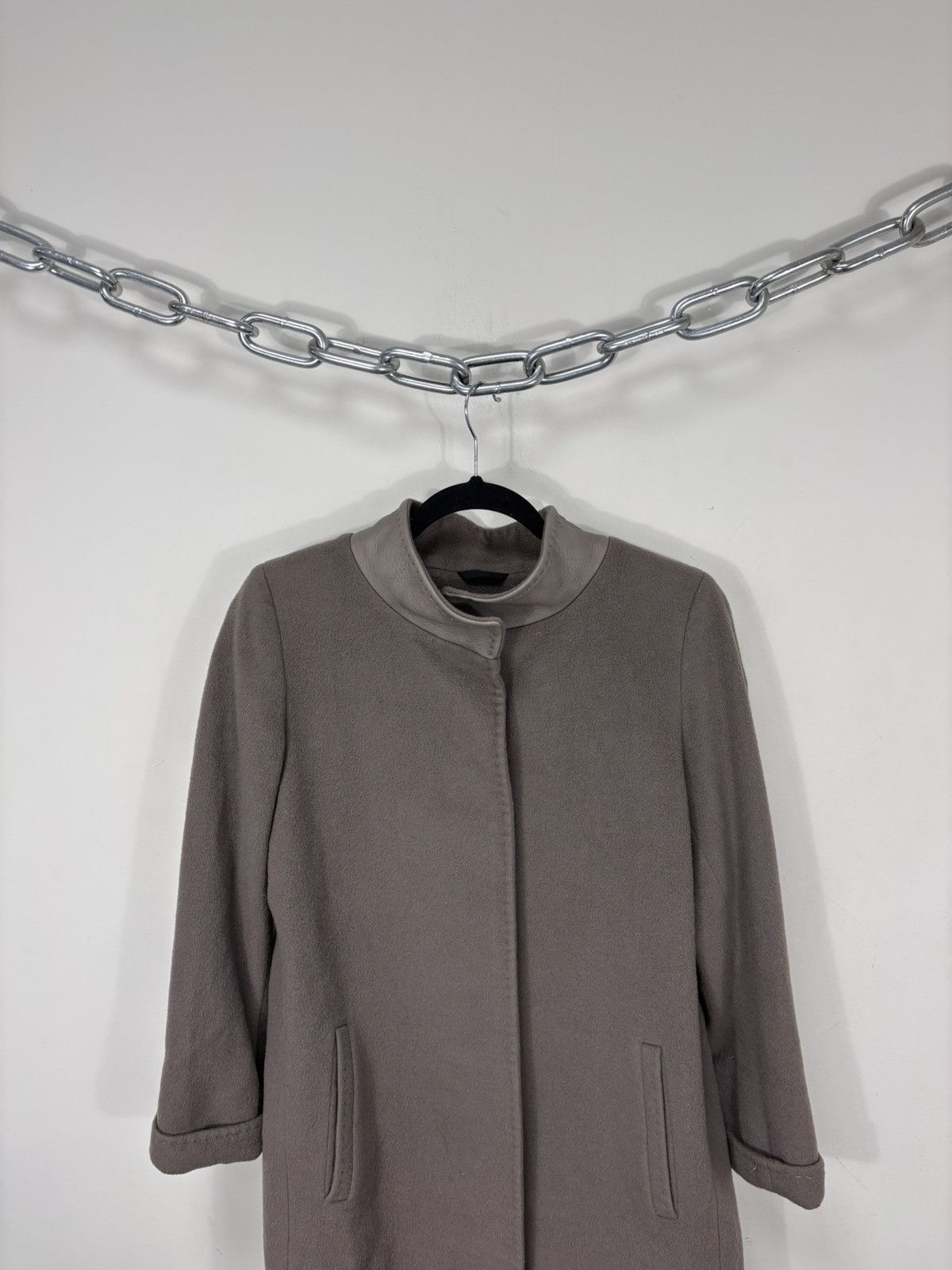 Cinzia Rocca Cinzia Rocca Women’s Taupe Virgin Wool Coat Stand Collar Size M / US 6-8 / IT 42-44 - 2 Thumbnail