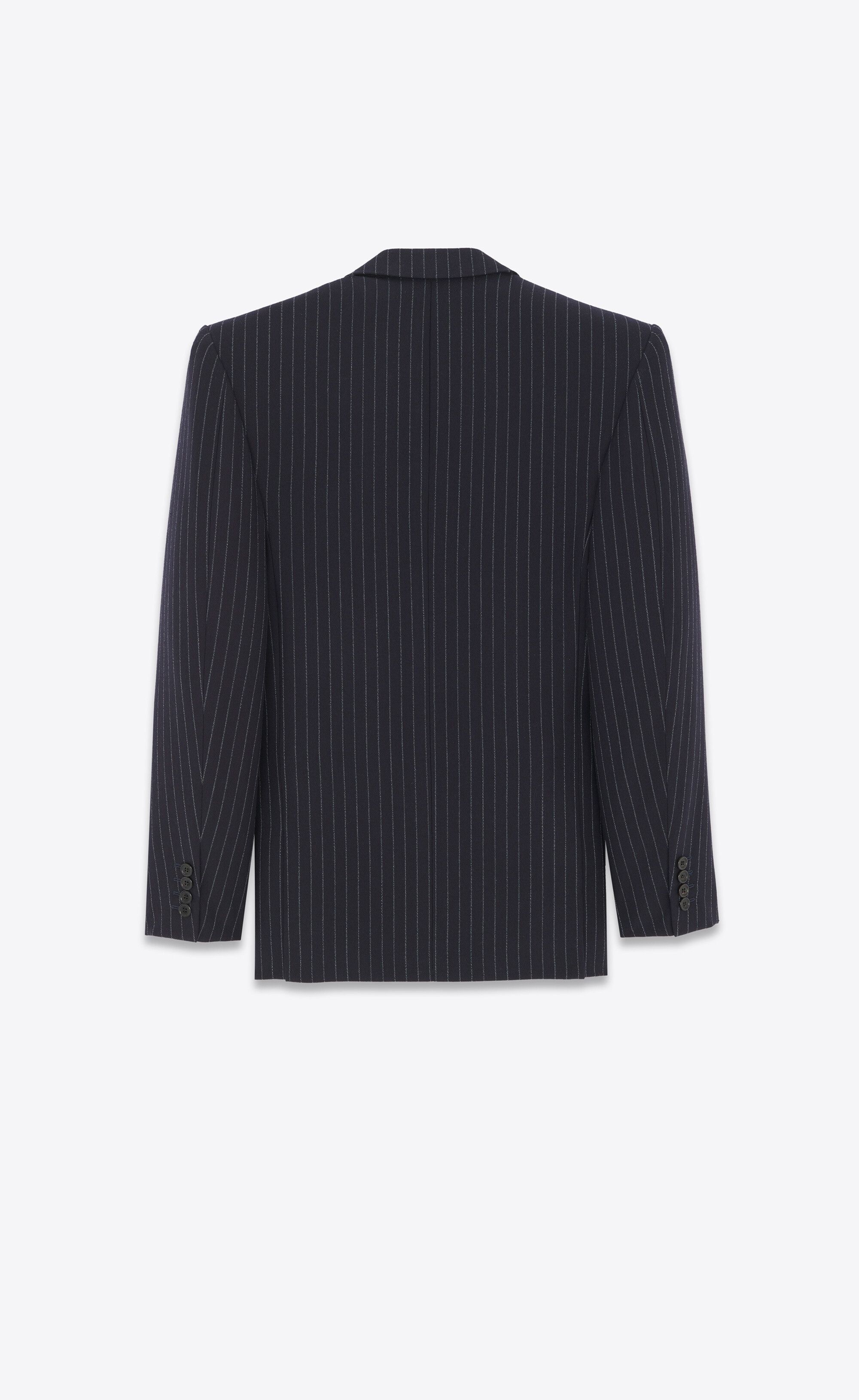 Saint Laurent Paris o1tr1nto0325 762930 Oversized Jacket Striped Wool Flannel Size L / US 10 / IT 46 - 4 Thumbnail