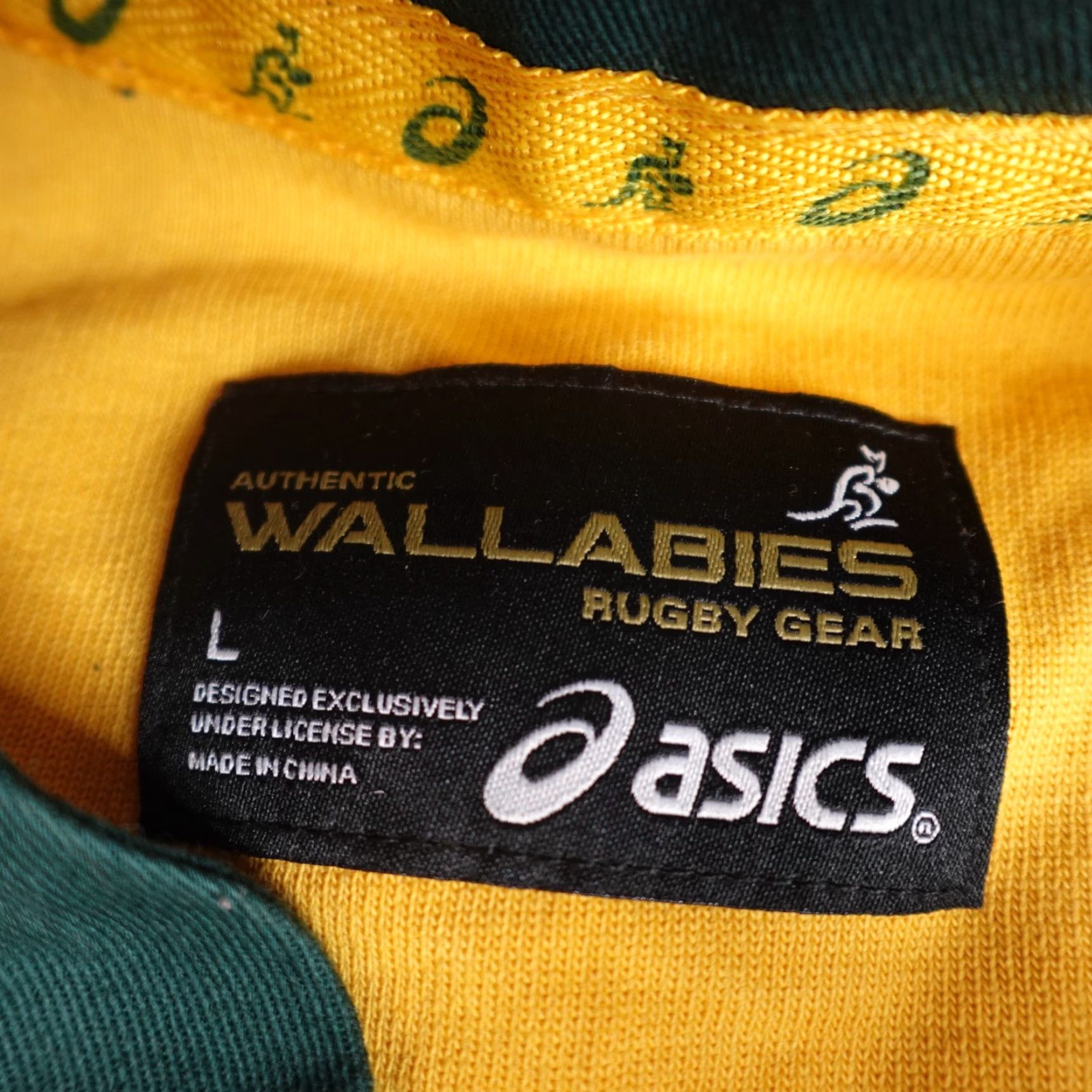 Asics VINTAGE ASICS Wallabies Rugby Shirt L Blue Polo Embroidered Raglan Long Sleeve Button Collared Cotton Knit Men's Shirt Rugby 90s Size US L / EU 52-54 / 3 - 4 Thumbnail