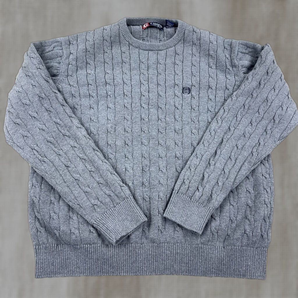 Chaps Chaps Sweater Men XL Gray Cable-Knit Crew Neck Pullover Solid Knit Embroidered Logo Regular American Classic Modern Christmas Teacher Nerd Size US XL / EU 56 / 4 - 1 Thumbnail