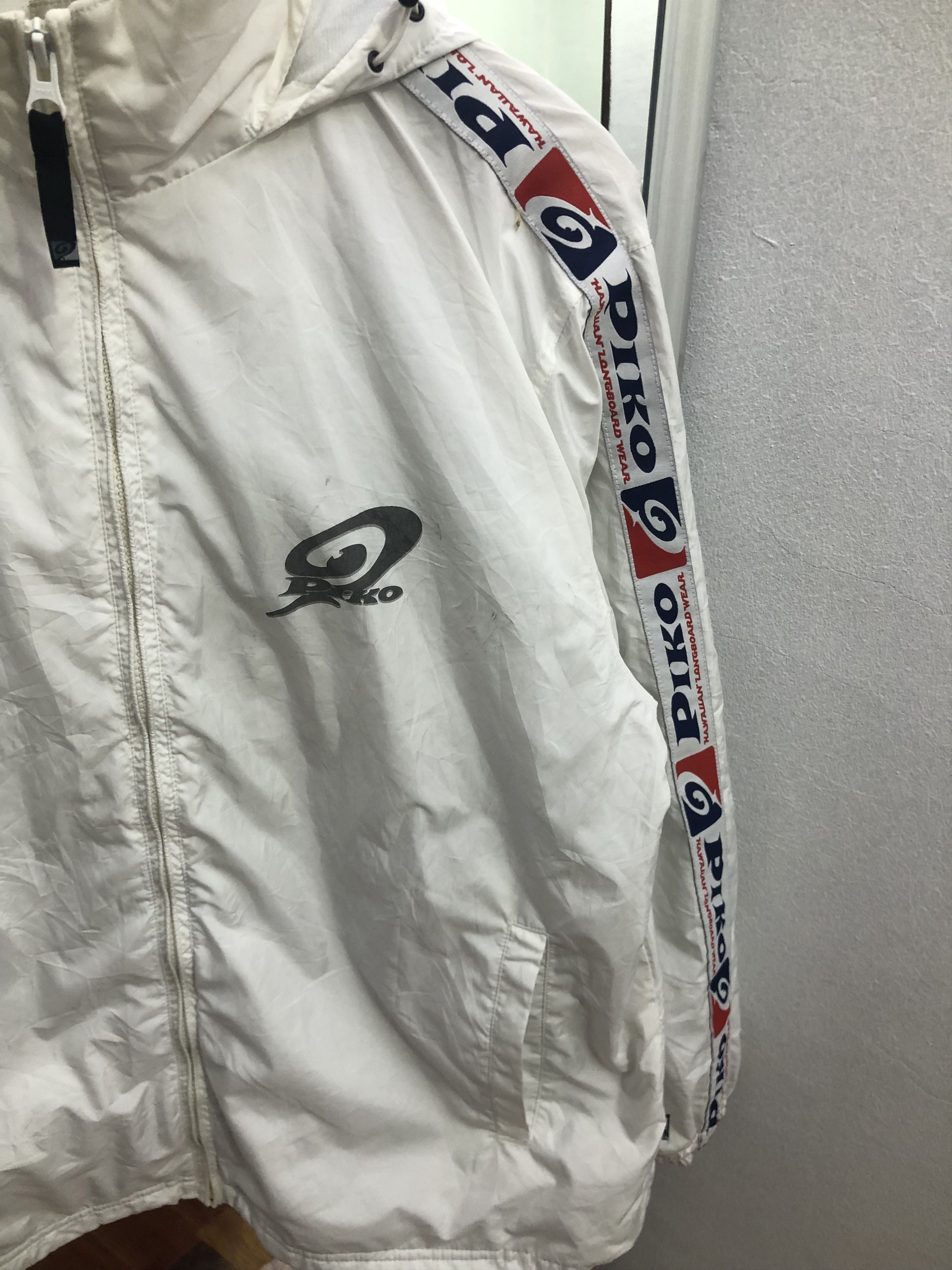 Vintage Vintage Piko Tape Logo Windbreaker Jacket White Size US S / EU 44-46 / 1 - 2 Thumbnail