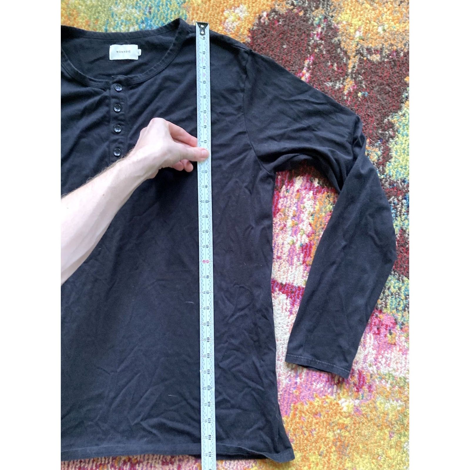 Vintage Monadic Shirt Mens Long Sleeve Henley Black L USA Made Minimalist Size US L / EU 52-54 / 3 - 5 Thumbnail