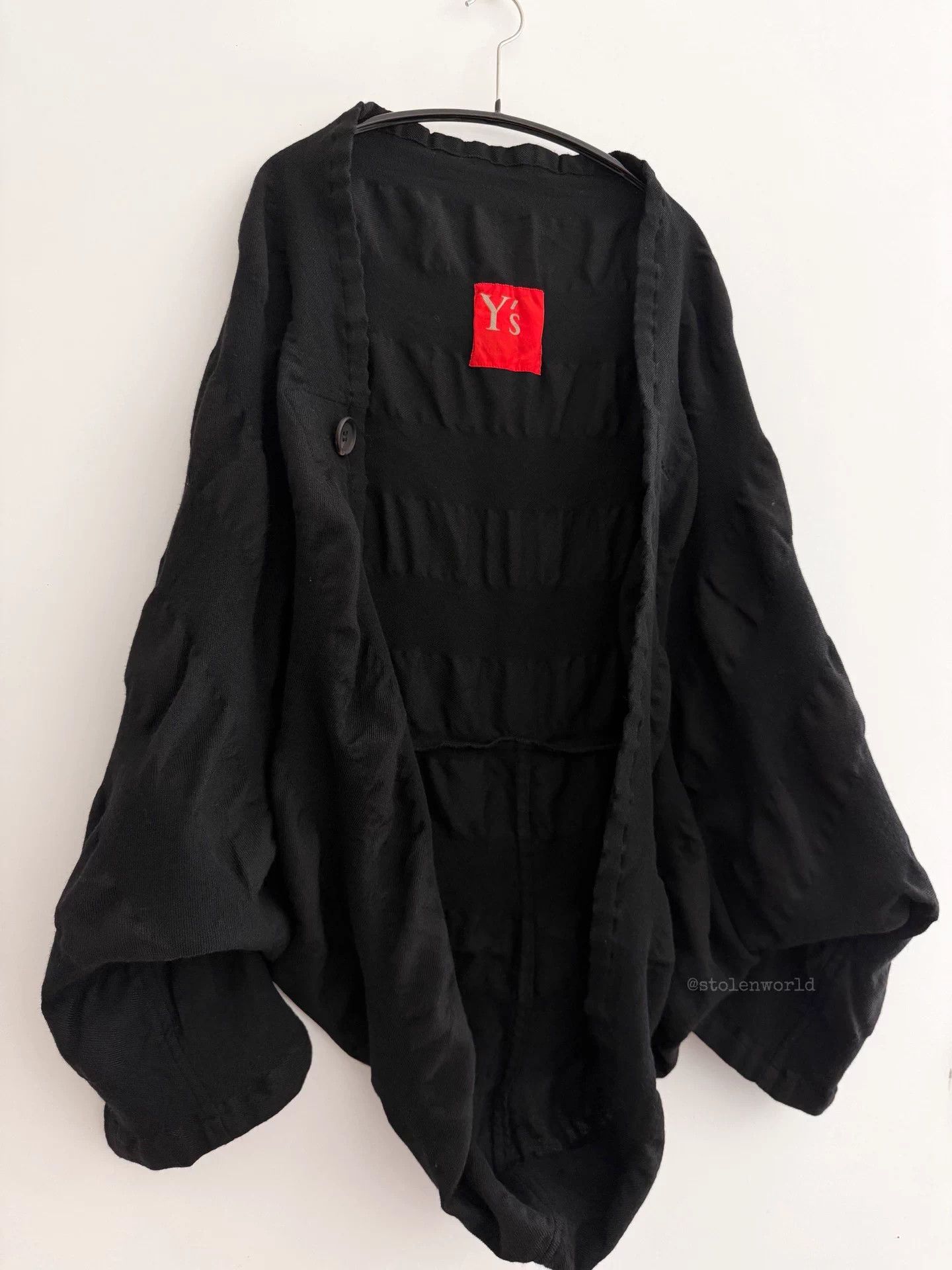 Y's Y's Red Label Batwing Gathered Wool Cape-like Jacket Size M / US 6-8 / IT 42-44 - 2 Thumbnail