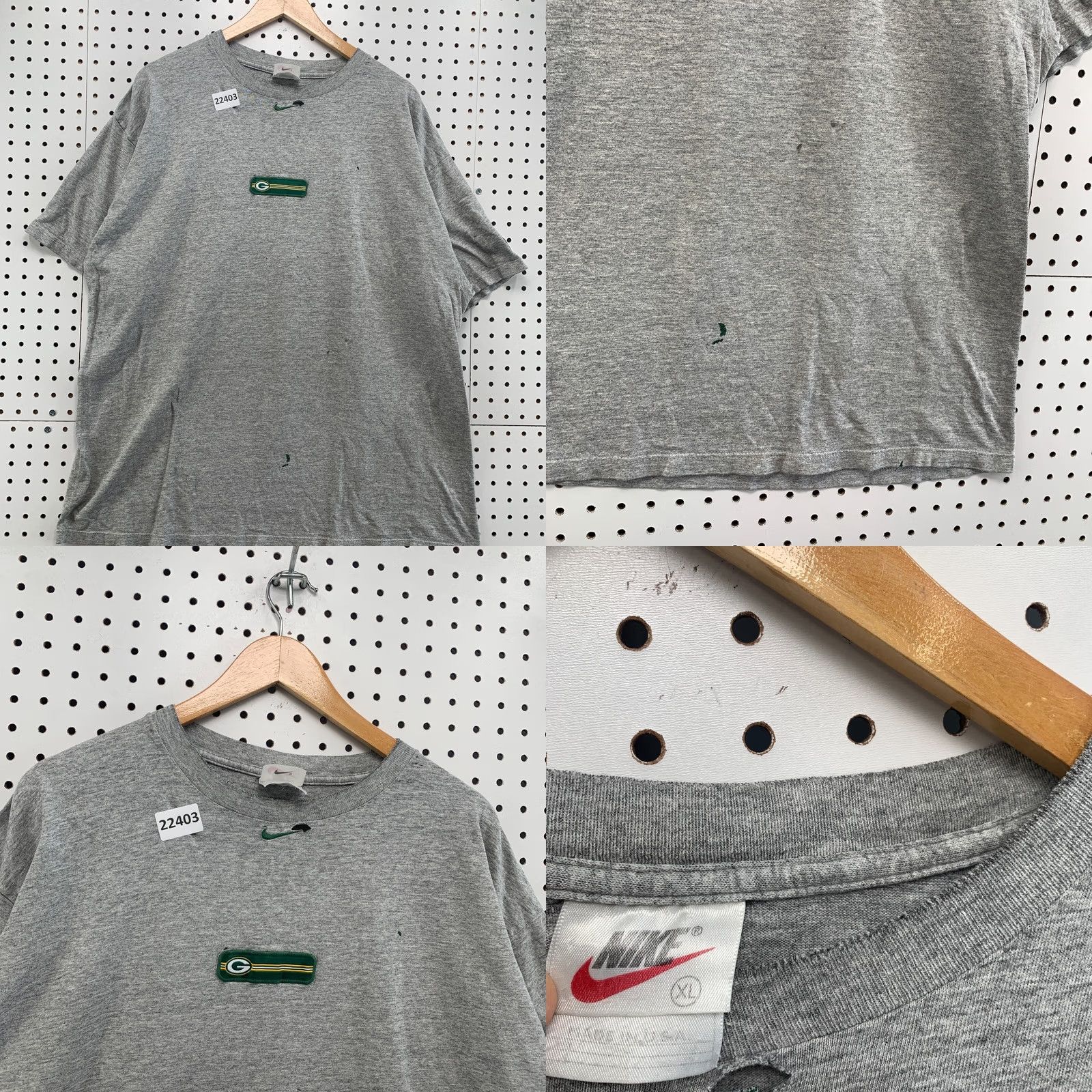 Nike VINTAGE Nike Green Bay Packers Shirt XL Gray Center Swoosh Distressed 90s Size US XL / EU 56 / 4 - 8 Thumbnail