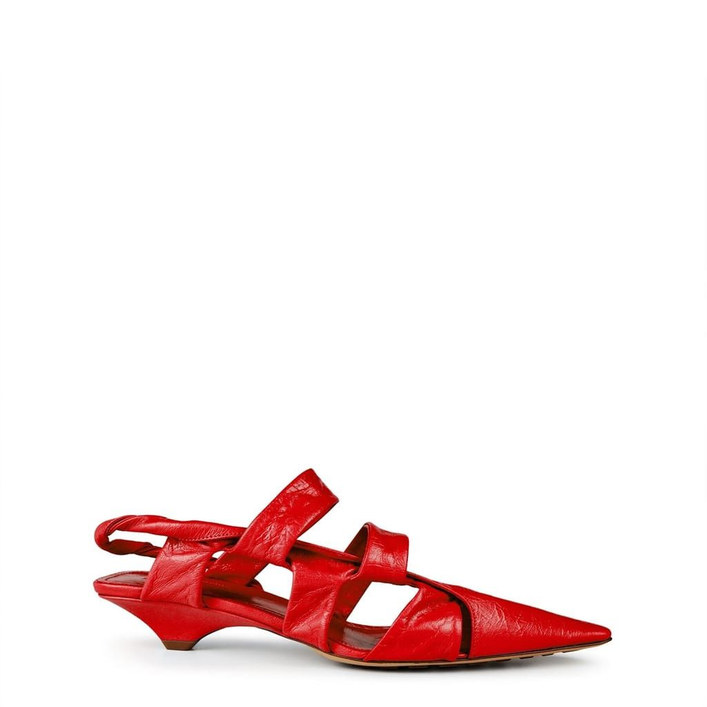 Bottega Veneta Bottega Veneta Wedge Low Heel Sling Back Sandals in Red Size US 5.5 / IT 35.5 - 1 Thumbnail