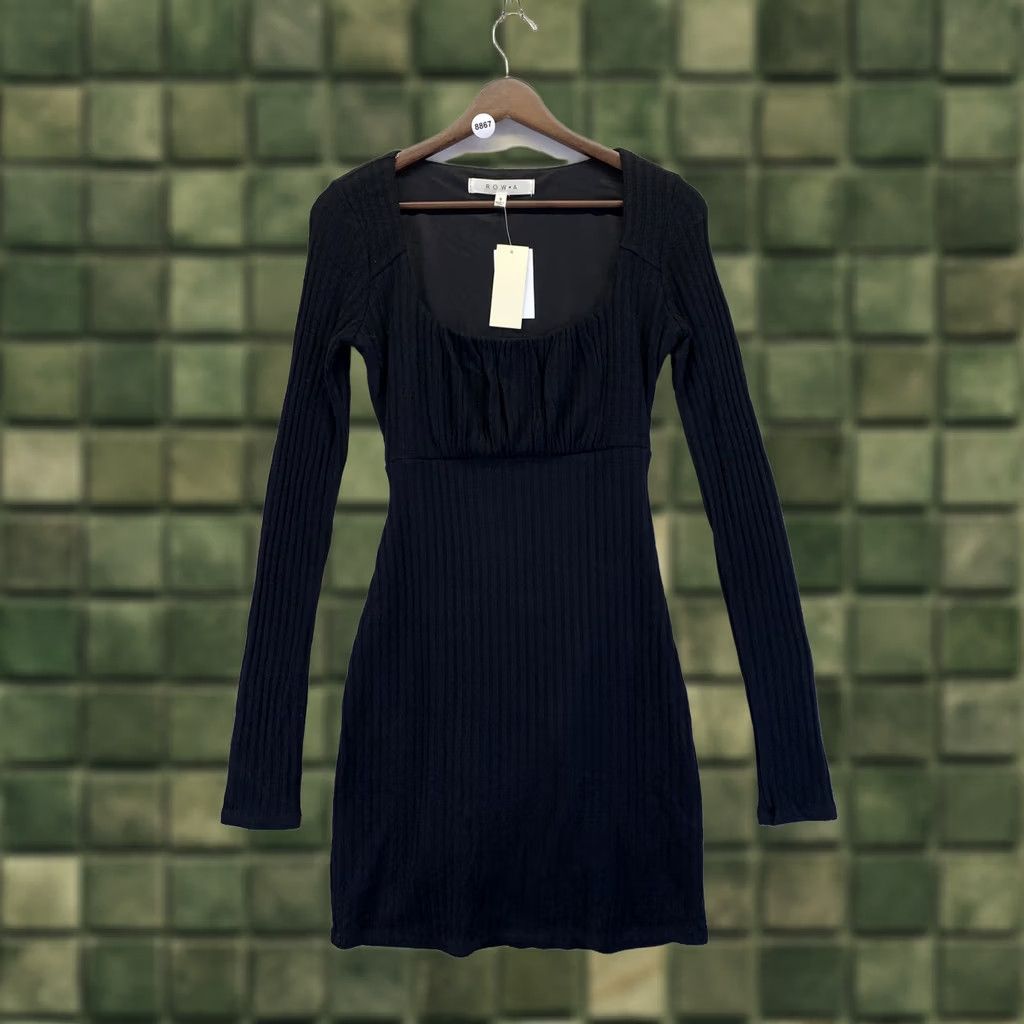 Vintage Rowa Little Black Dress Long Sleeve Pencil Dress Size Small NWT-8867 Women Black Ribbed Knit LBD Size S / US 4 / IT 40 - 1 Thumbnail