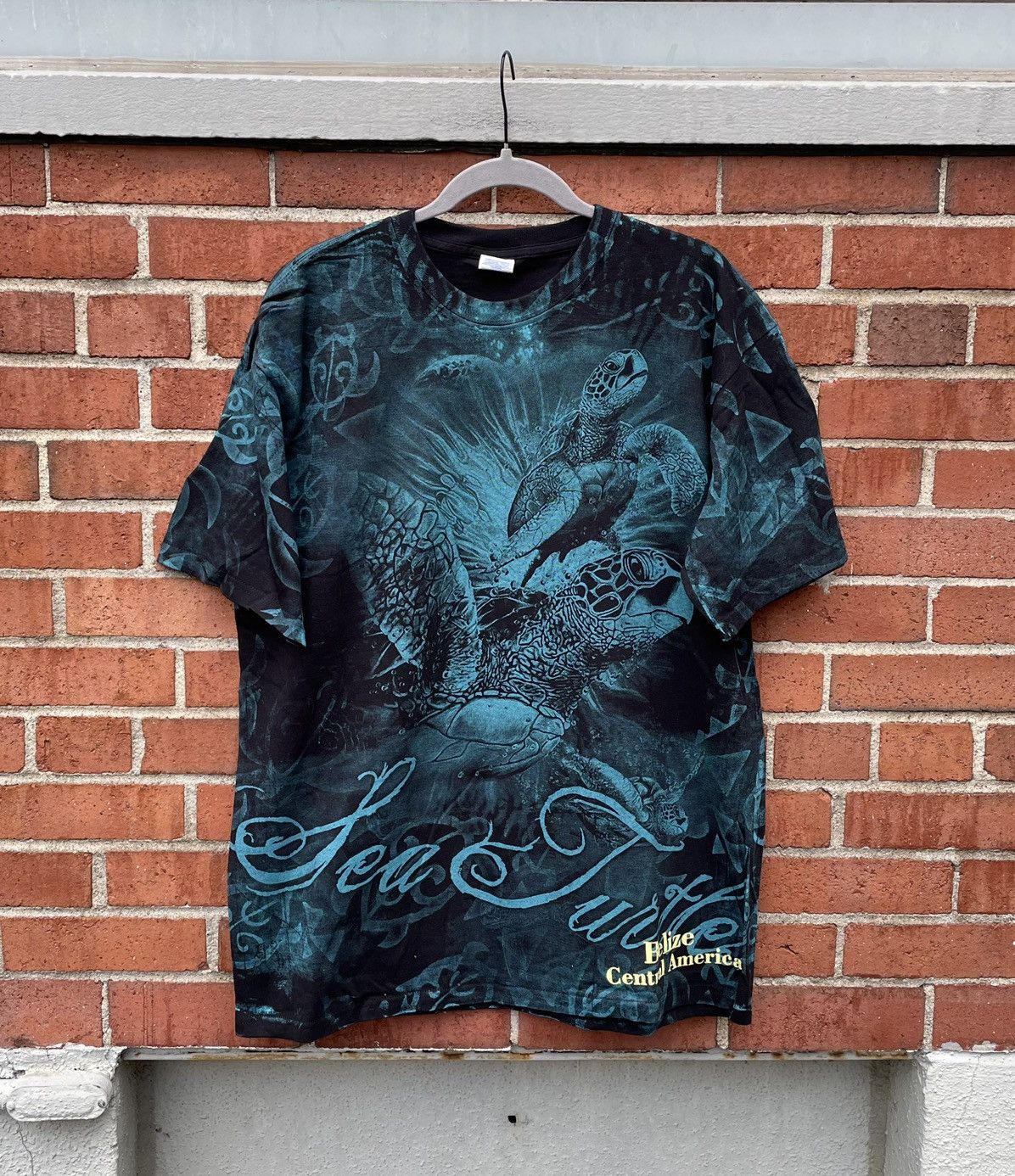 Vintage Y2k Yazbek Sea Turtles Aquatic AOP Belize T Shirt Size US L / EU 52-54 / 3 - 1 Thumbnail