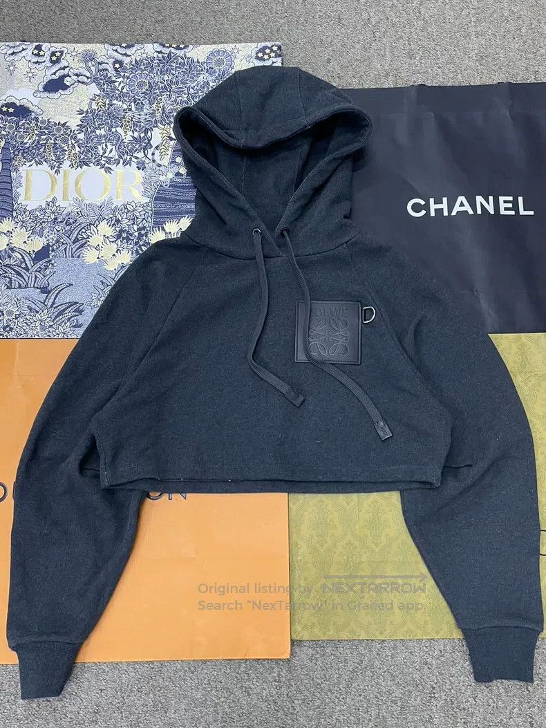 Loewe Loewe Black and Grey Leather Logo Hoodie Size S / US 4 / IT 40 - 1 Thumbnail
