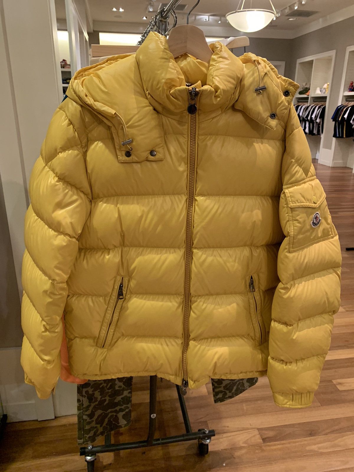 image of Yellow Moncler Puffer Jacket, Men's (Size XL)