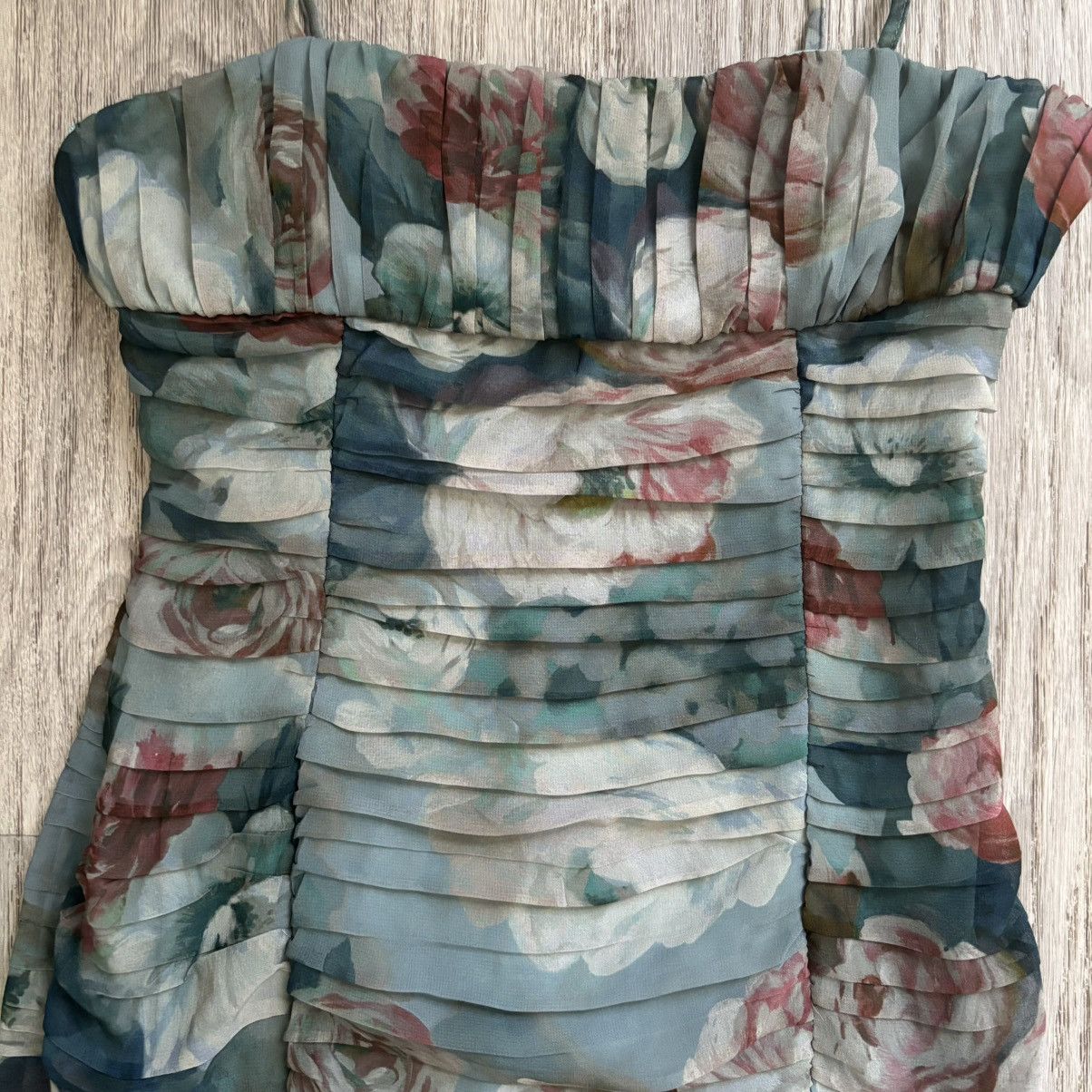 Zara Zara Blue Floral Draped Dress Medium M Spaghetti Strap Midi Size M / US 6-8 / IT 42-44 - 3 Thumbnail