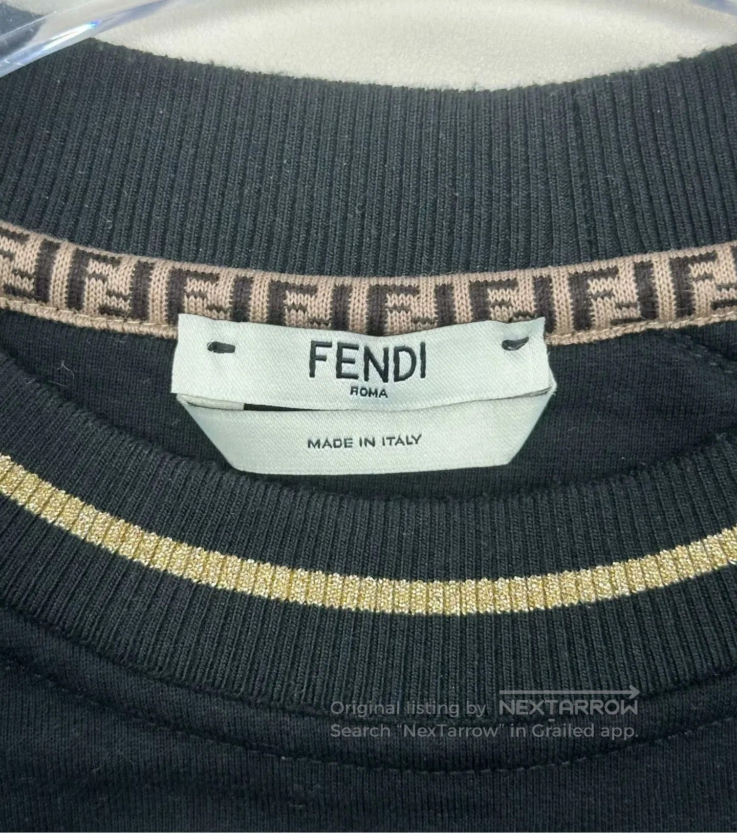 Fendi FENDI Black Embroidered Letter Logo Ribbon Sweatshirt| Size US M / EU 48-50 / 2 - 3 Thumbnail
