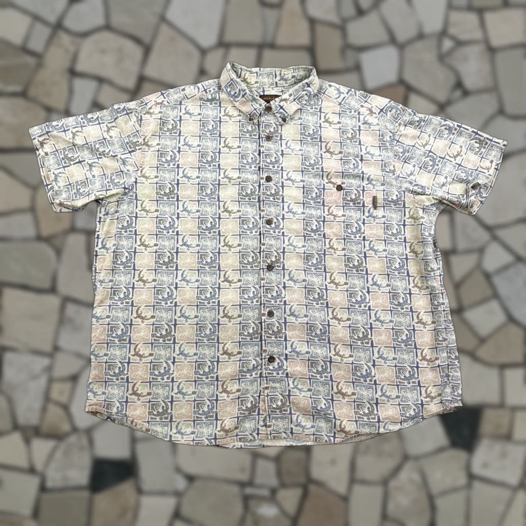 Vintage VINTAGE Woolrich Shirt Mens 2XL Blue Beige Lizard Tribal Print Button-Up Outdoor Short Sleeve Cotton Geometric Pattern Mens Size US XXL / EU 58 / 5 - 1 Thumbnail