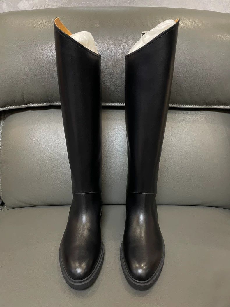 Loro Piana Loro Piana Black Leather Knee-High Boots - dmc Size US 6 / EU 39 - 1 Thumbnail