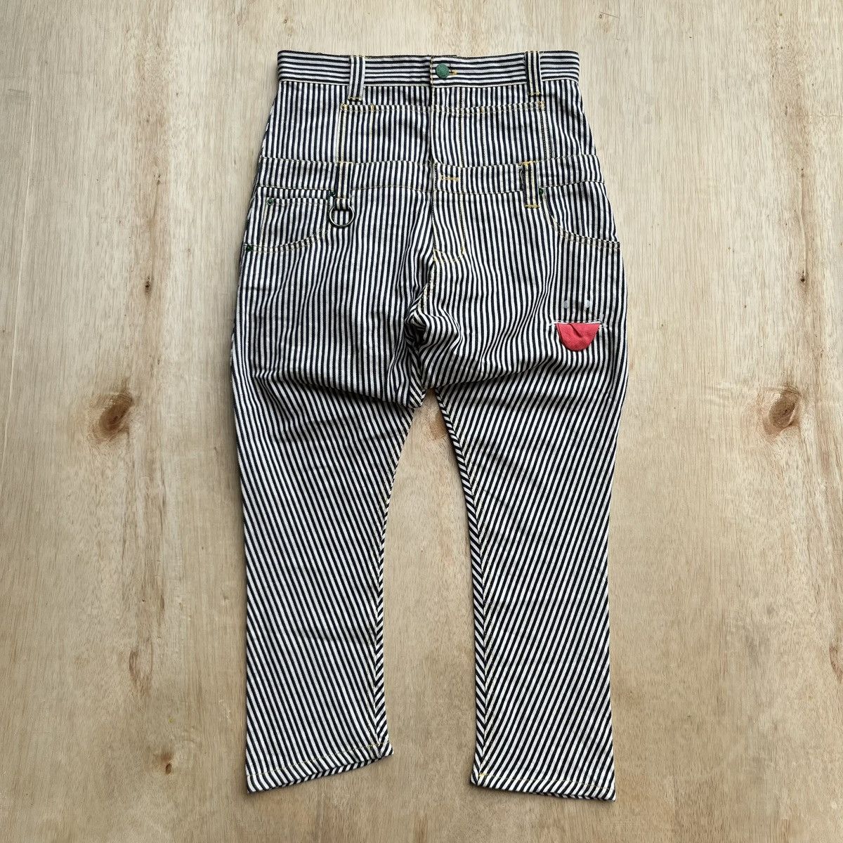 Japanese Brand UP SMILE RHP. DROP CROTCH HICKORI DOUBLE WAIST OVERALL CDG Size US 31 - 10 Thumbnail