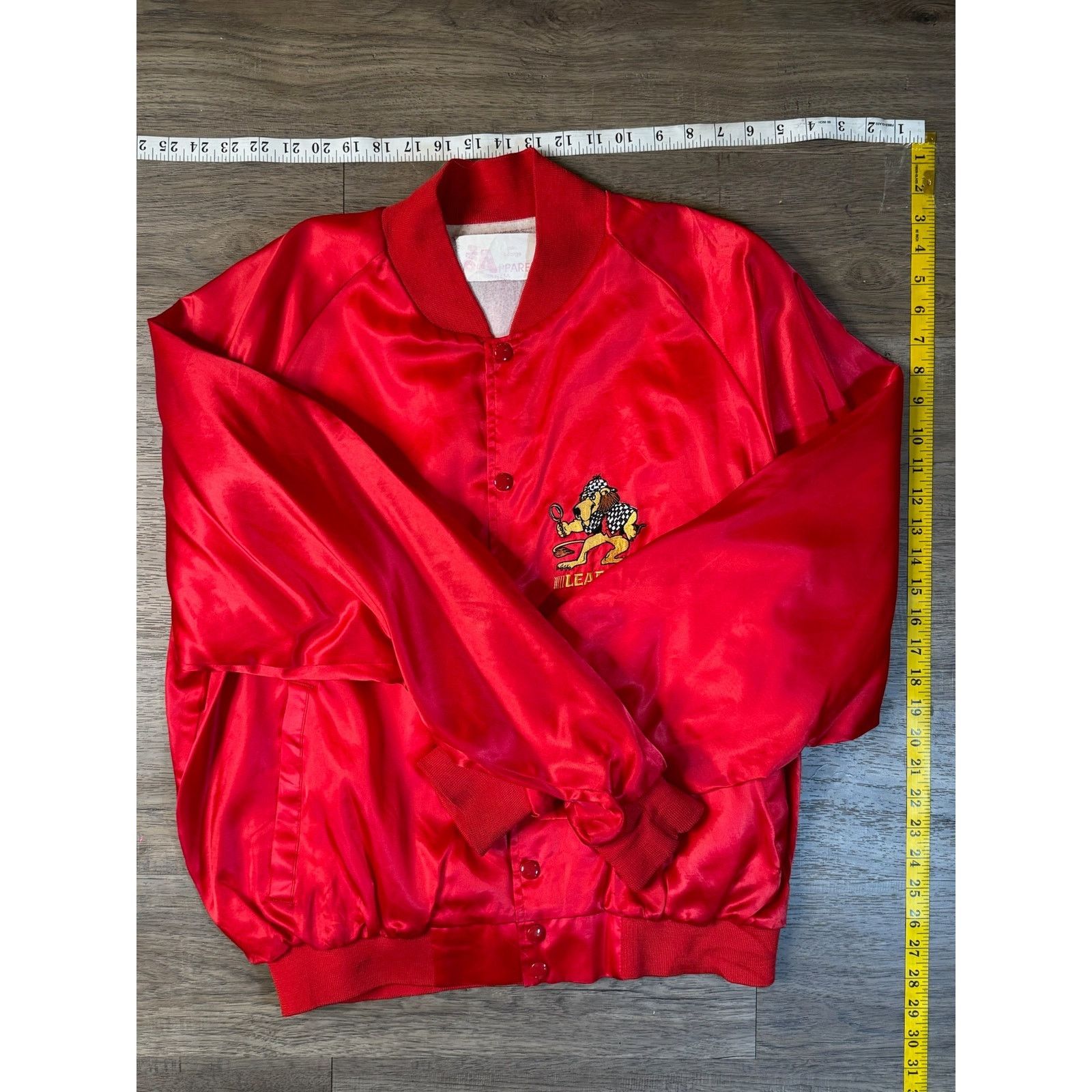 Vintage Vintage Leadline Red Satin Bomber Jacket Embroidered Logo XL Size US XL / EU 56 / 4 - 5 Thumbnail