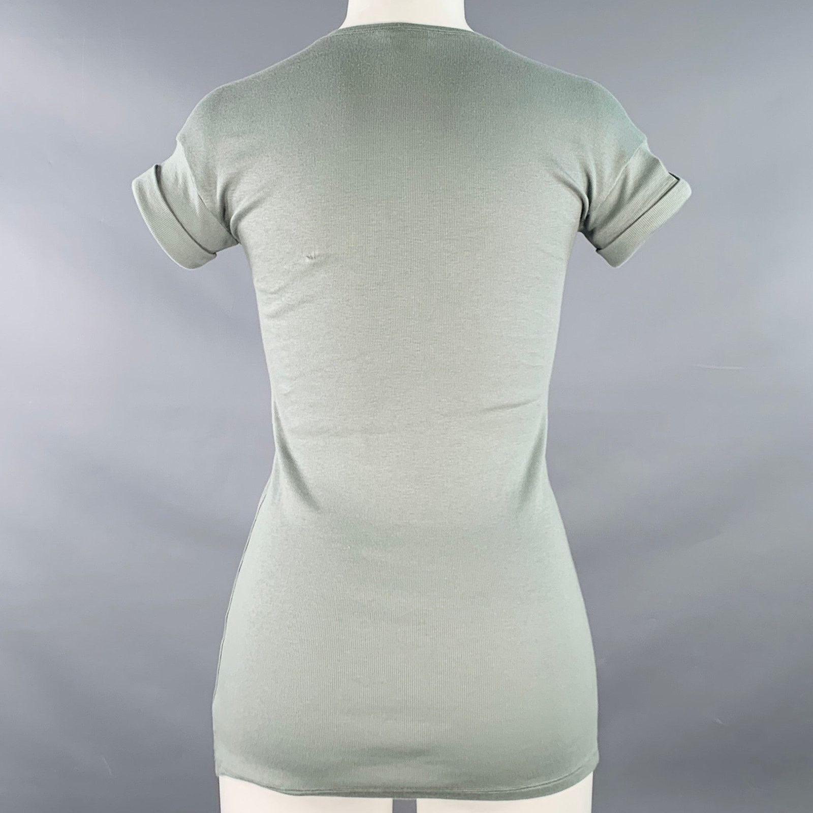 Other Green Sage Cotton Blend Embellishment Short Sleeve Casual Size S / US 4 / IT 40 - 4 Thumbnail