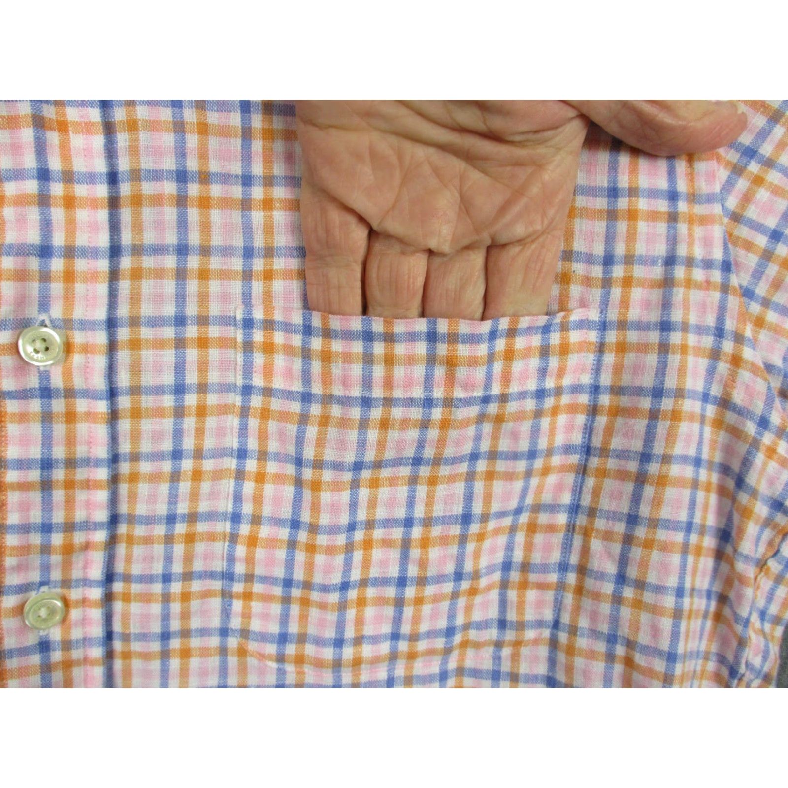 Brooks Brothers Brooks Brothers Shirt Mens Medium Pink Orange Blue Plaid Linen Button Down Size US M / EU 48-50 / 2 - 7 Thumbnail