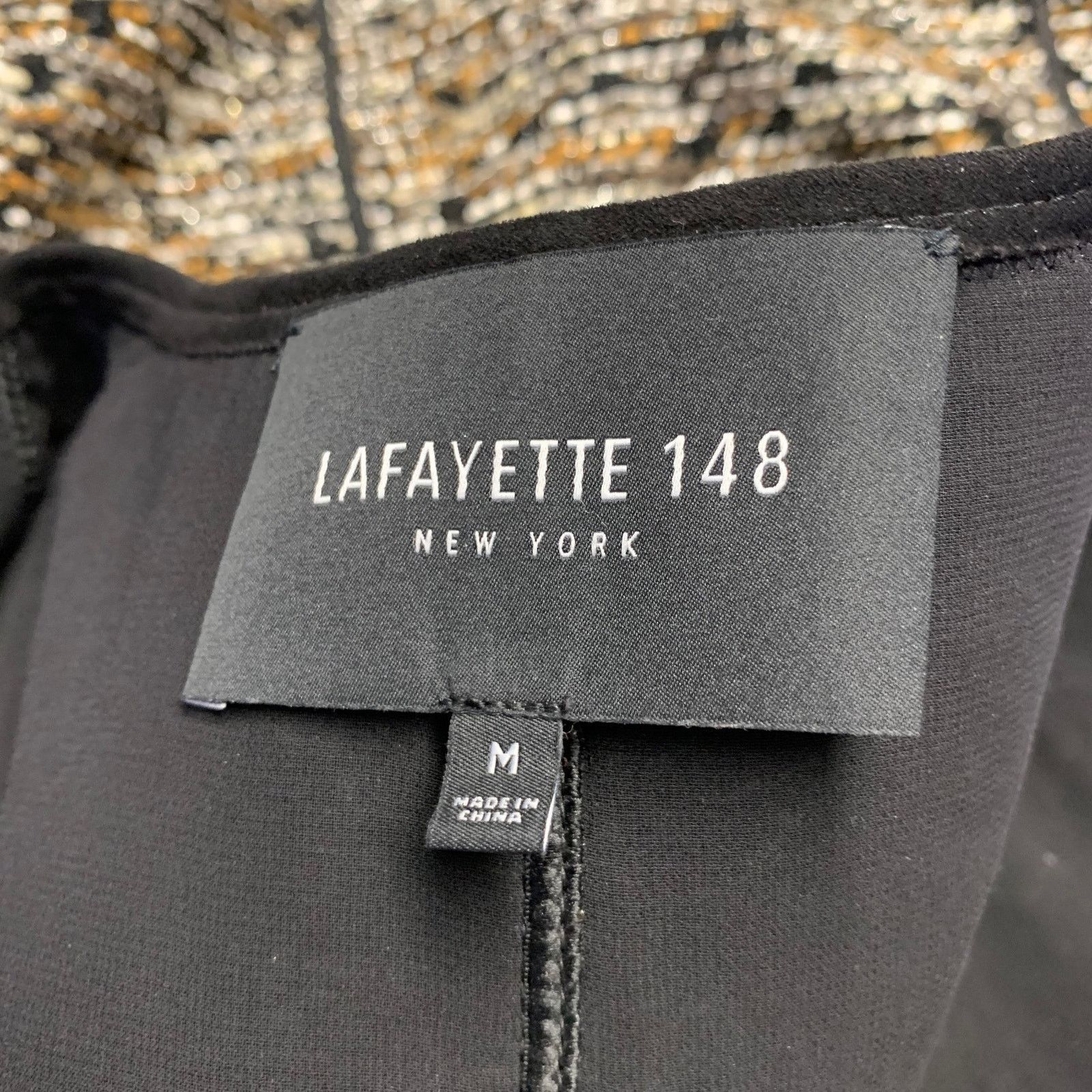 Lafayette 148 LAFAYETTE 148 Size M Black Gold Tweed Nehru Collar Jacket Size M / US 6-8 / IT 42-44 - 5 Thumbnail