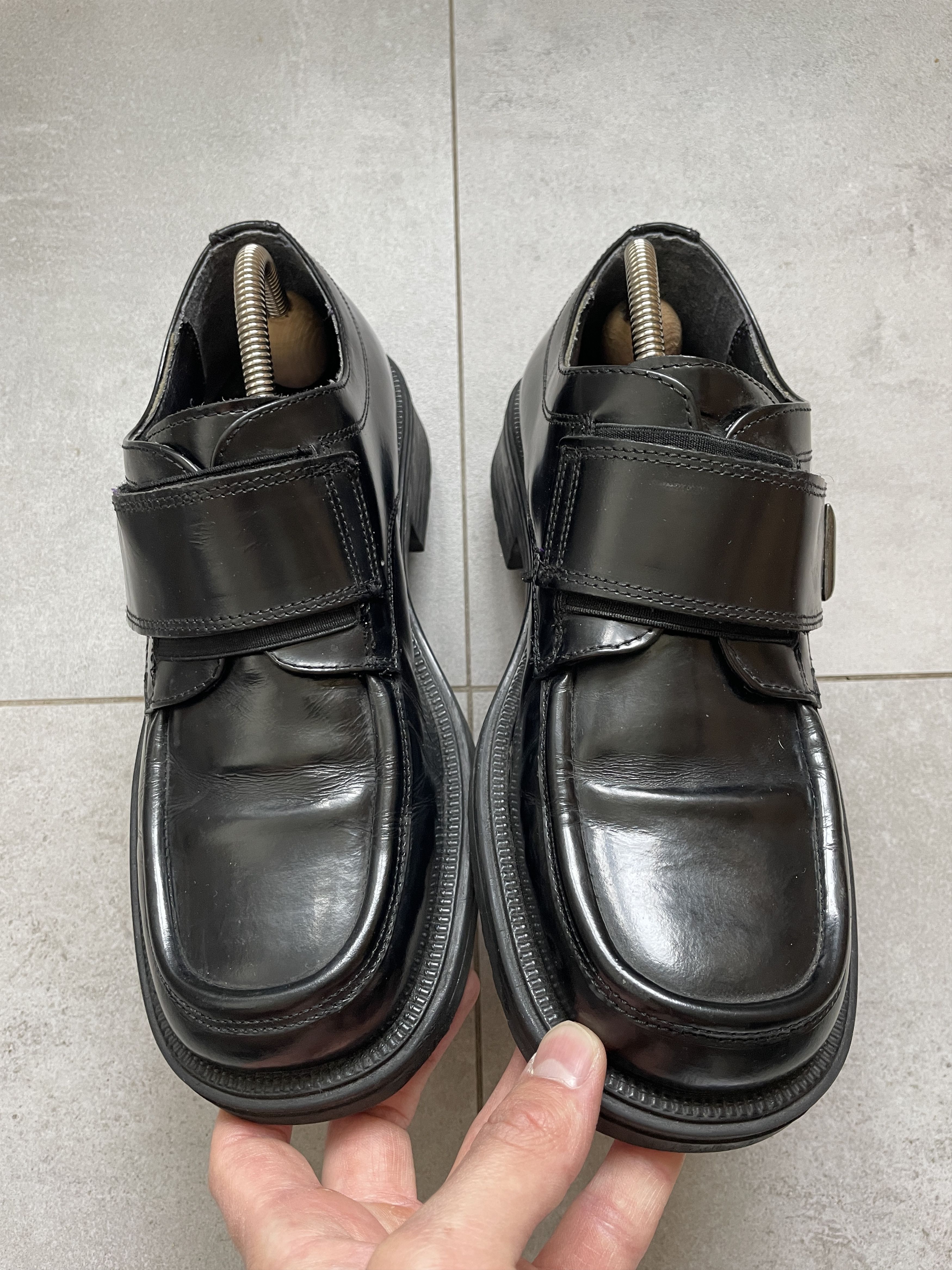 靴 vintage square toe leather shoes Square Toe Leather Shoes] 90's モッチモチなレザー使いに スクエア
