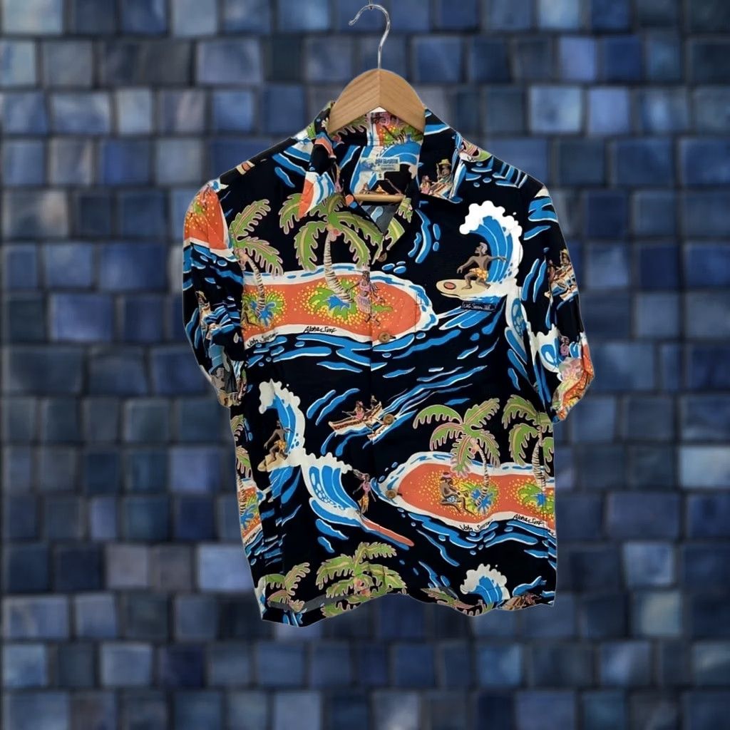 Sun Surf SUN SURF JOHN SEVERSON Aloha Shirt Men's Size S Black Rayon All-Over Print USED Size US S / EU 44-46 / 1 - 1 Thumbnail
