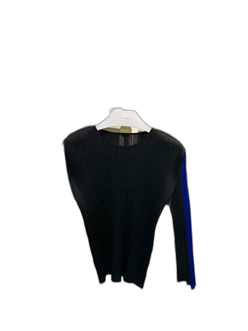 Issey Miyake Blue and Black Pleated Top-yf Size US M / EU 48-50 / 2 - 1 Thumbnail