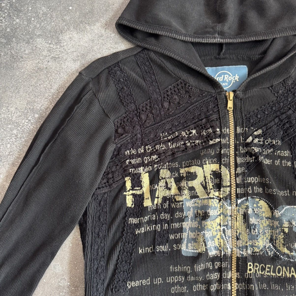 Hard Rock Cafe × Vintage Hard Rock Cafe Y2K Vintage Grunge Gothic Ribbed Zip Hoodie Size M / US 6-8 / IT 42-44 - 4 Thumbnail
