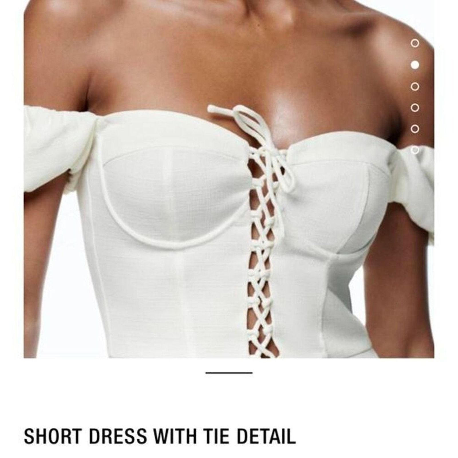 Zara ZARA Off The Shoulder Puff Sleeves Mini Dress With Detail L Size L / US 10 / IT 46 - 3 Thumbnail