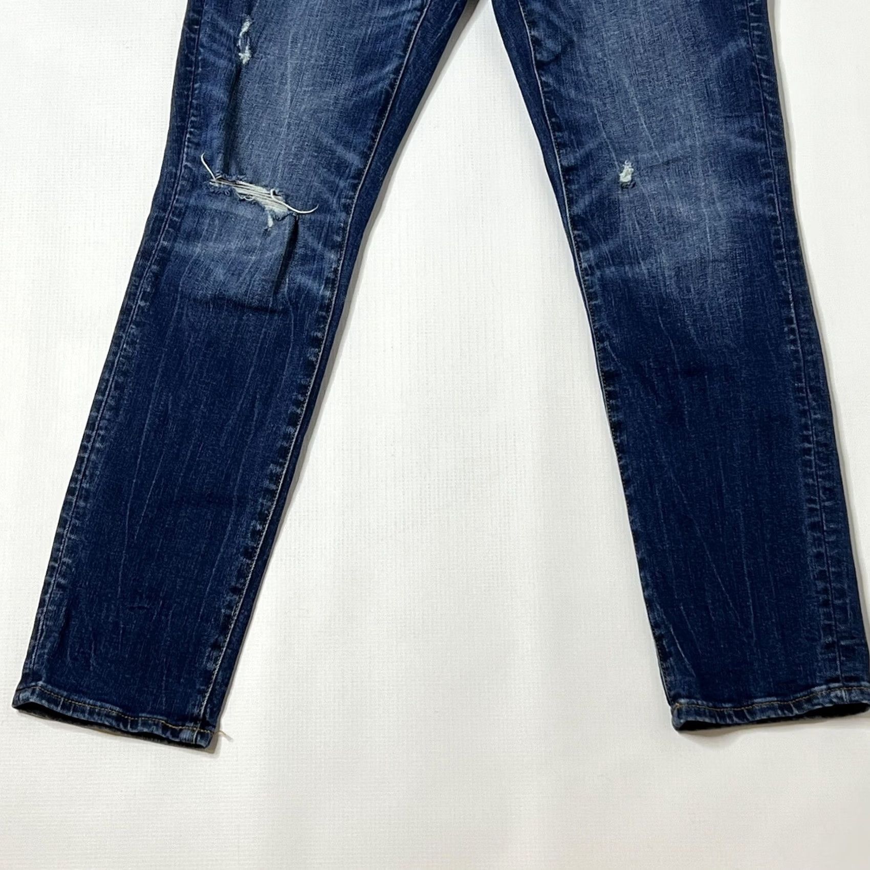 American Eagle Outfitters AE American Eagle Airflex Slim Jeans MEN’S 26x28 Dark Wash Ripped Blue Slim Fit 5-Pocket Denim Pocketed Belt Loops Boys Mens Girls Womens Size US 26 / EU 42 - 4 Thumbnail