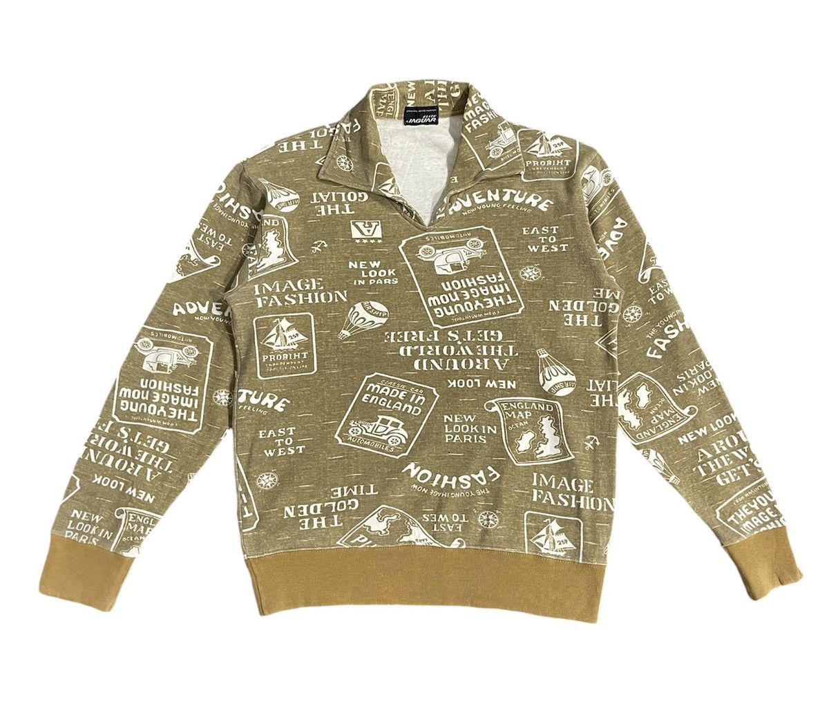 Japanese Brand × Vintage Vintage Elite Jaguar Full Print Collar Sweatshirt Size US M / EU 48-50 / 2 - 1 Thumbnail