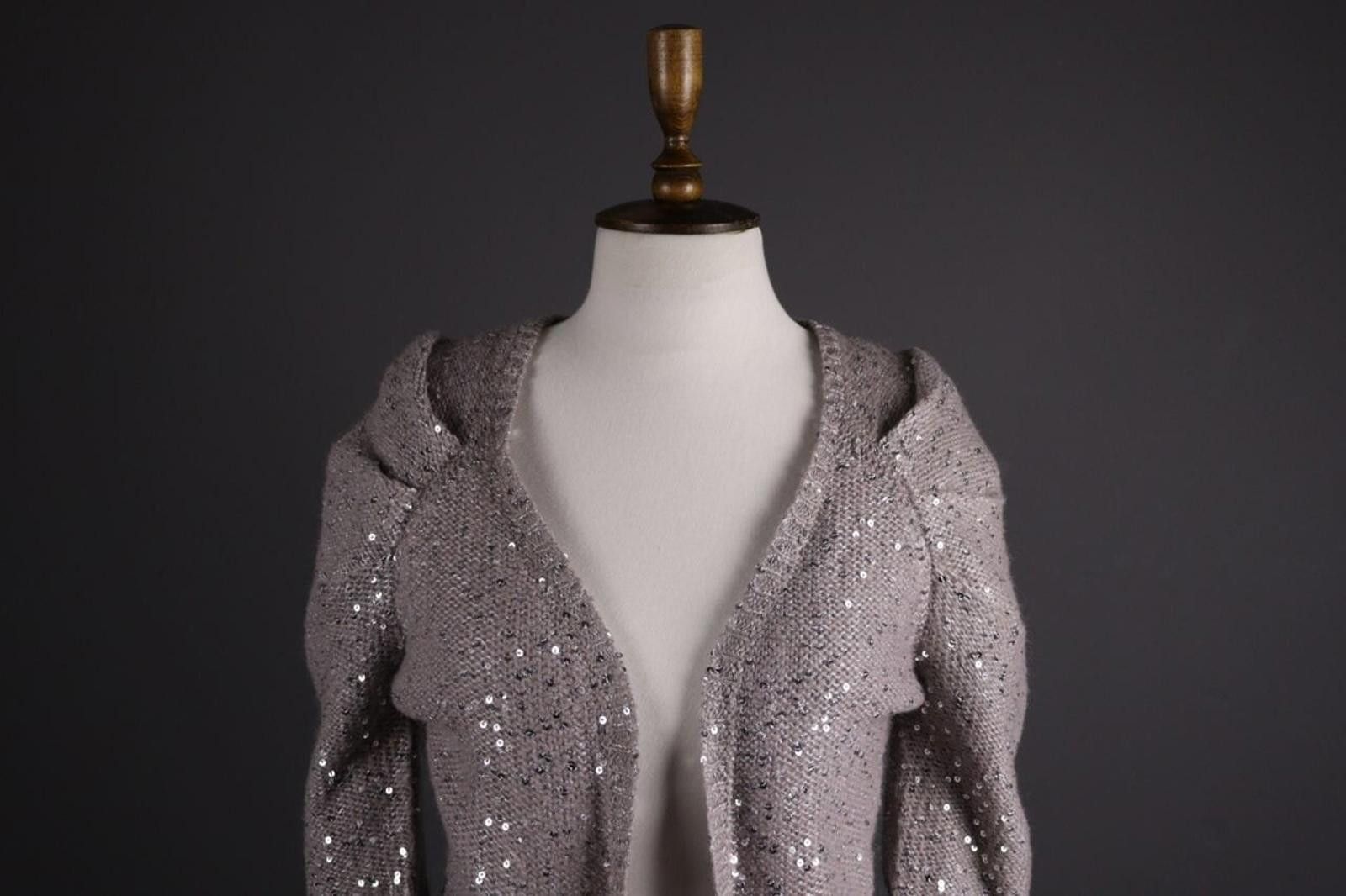Kokaine Kookai Gray Mohair Wool Sequin Cardigan Sweater Size 1 / S Size M / US 6-8 / IT 42-44 - 3 Thumbnail