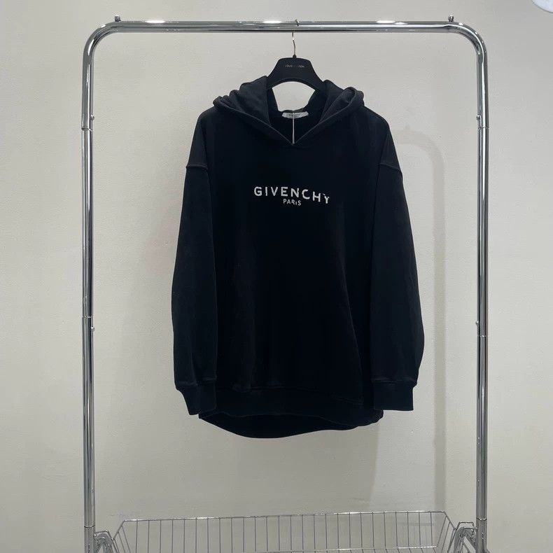 Givenchy Givenchy Chest Logo Printed Destroyed Black Hoodie Size US M / EU 48-50 / 2 - 1 Thumbnail