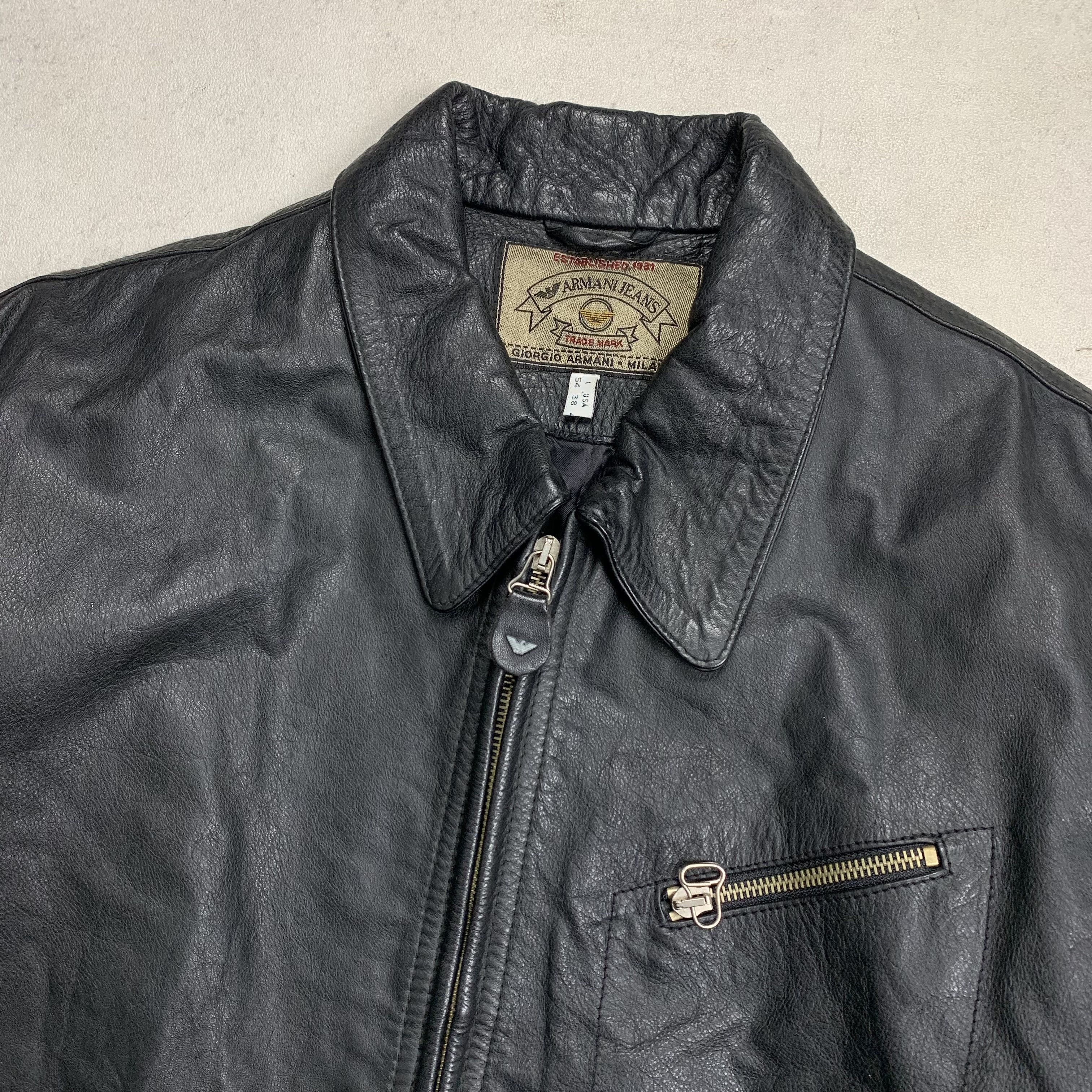 Armani Vintage Armani Jeans Leather Jacket Size US L / EU 52-54 / 3 - 4 Thumbnail