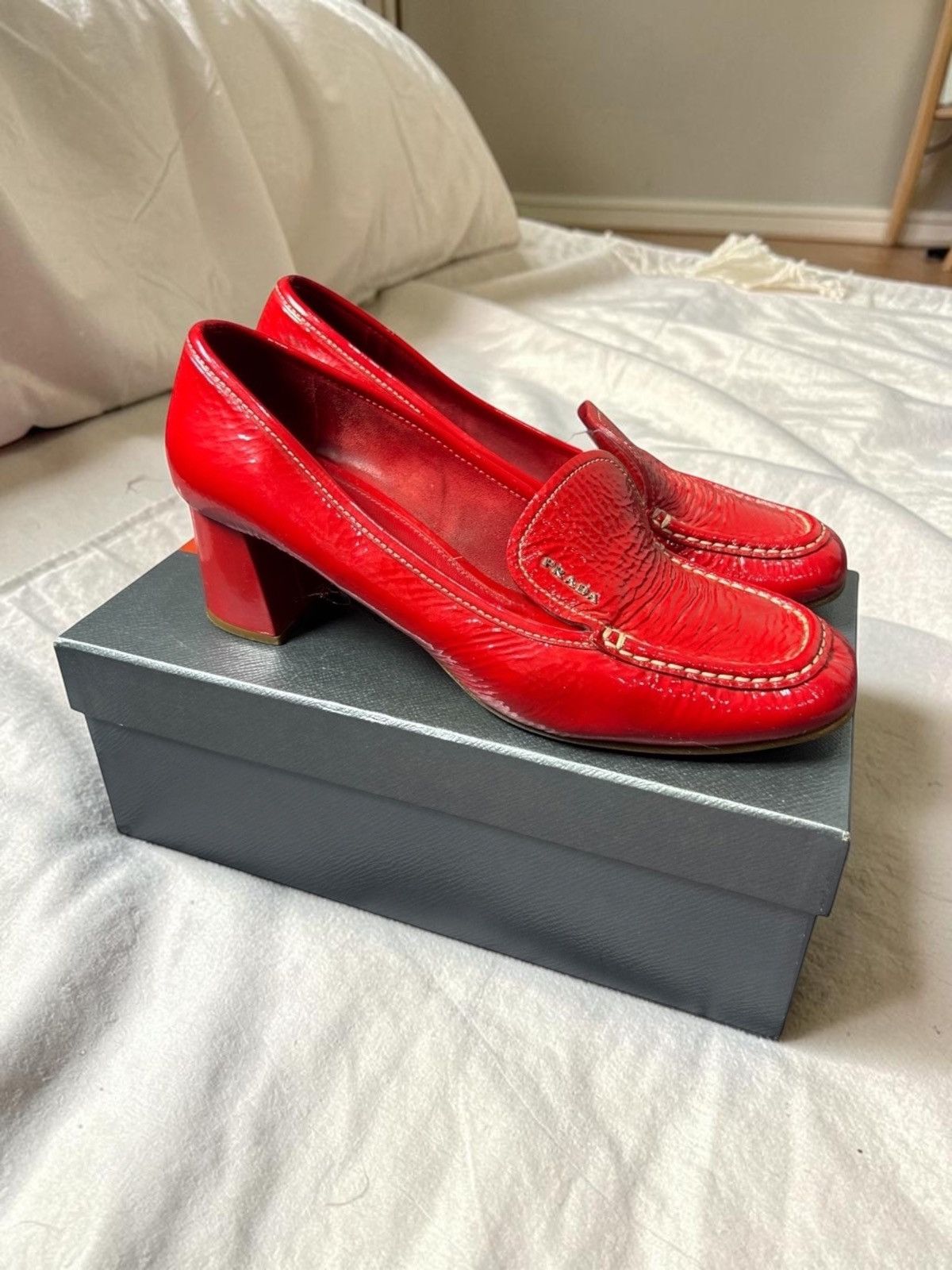 Prada PRADA Red Patent Leather Heels / Loafers (Women’s) Size US 10 / IT 40 - 1 Thumbnail