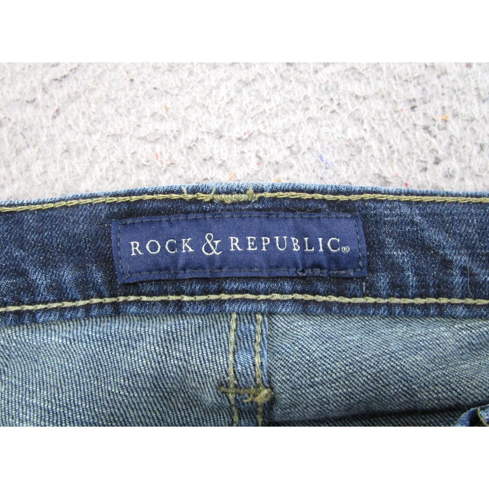 Vintage Rock & Republic Jeans Straight Denim Blue Stretch Size 12 Dark Wash Women Regular Pockets 5-T Size 34" / US 12 / IT 48 - 4 Thumbnail